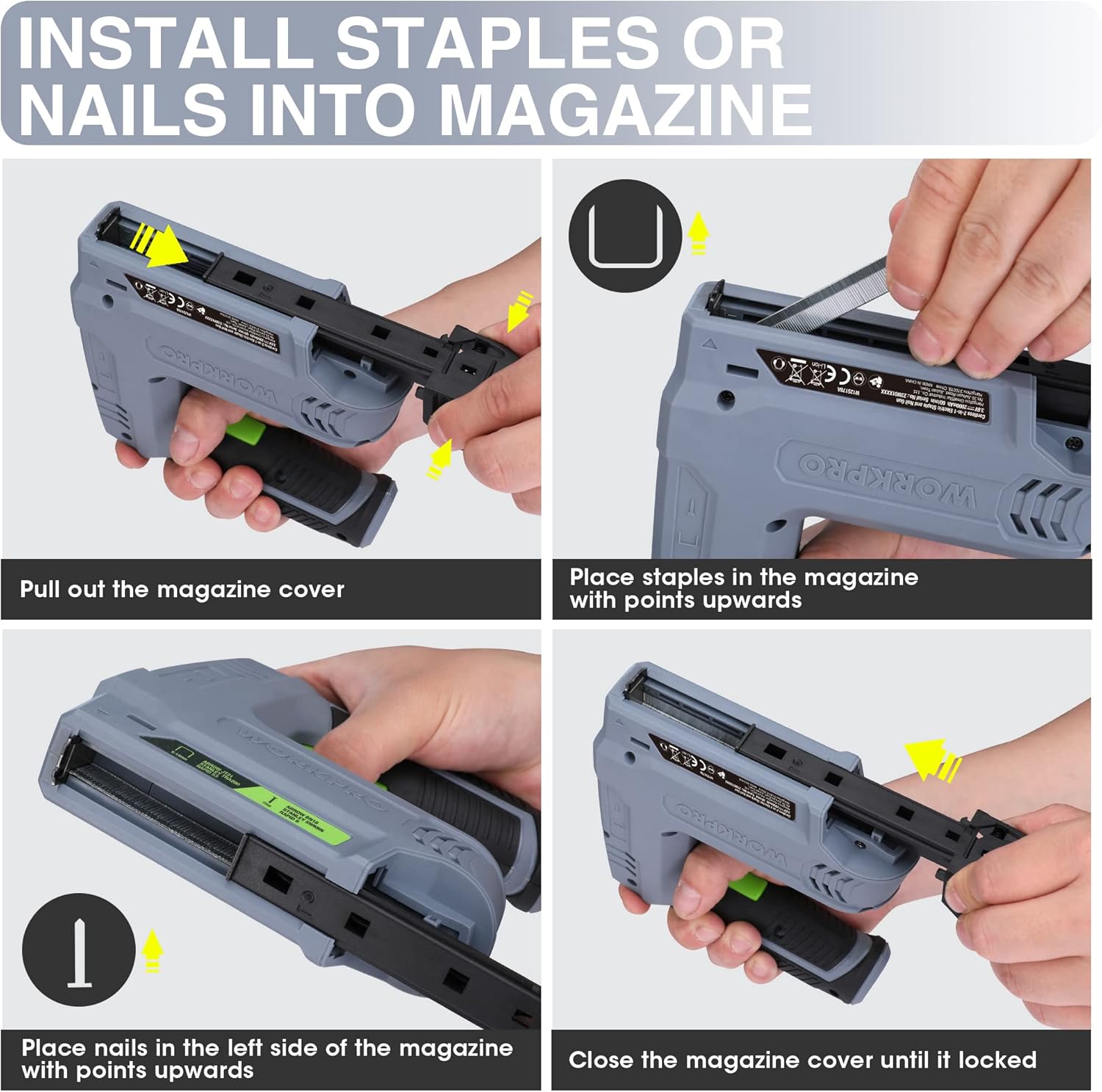 Detalle 1 de WORKPRO agrafeuse sans fil 3,6V