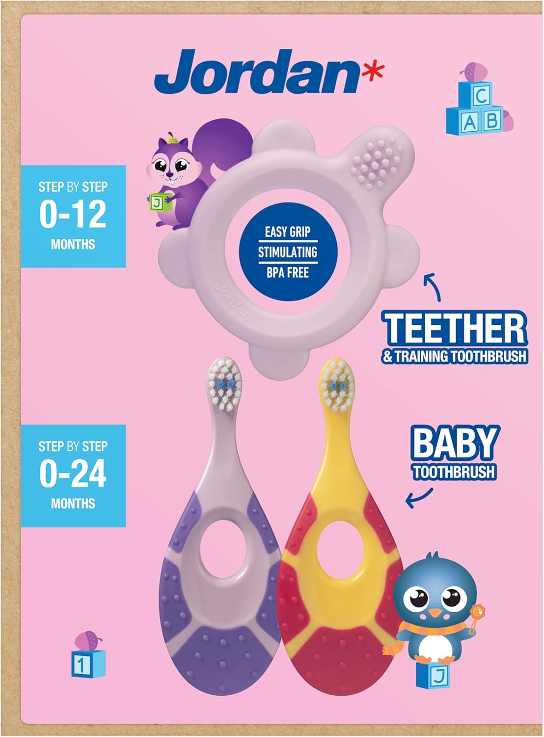 Thumbnail 6 de Jordan Step 0 Beißring & Trainingszahnbürste für Babys – 2-in-1-Lösung rosan