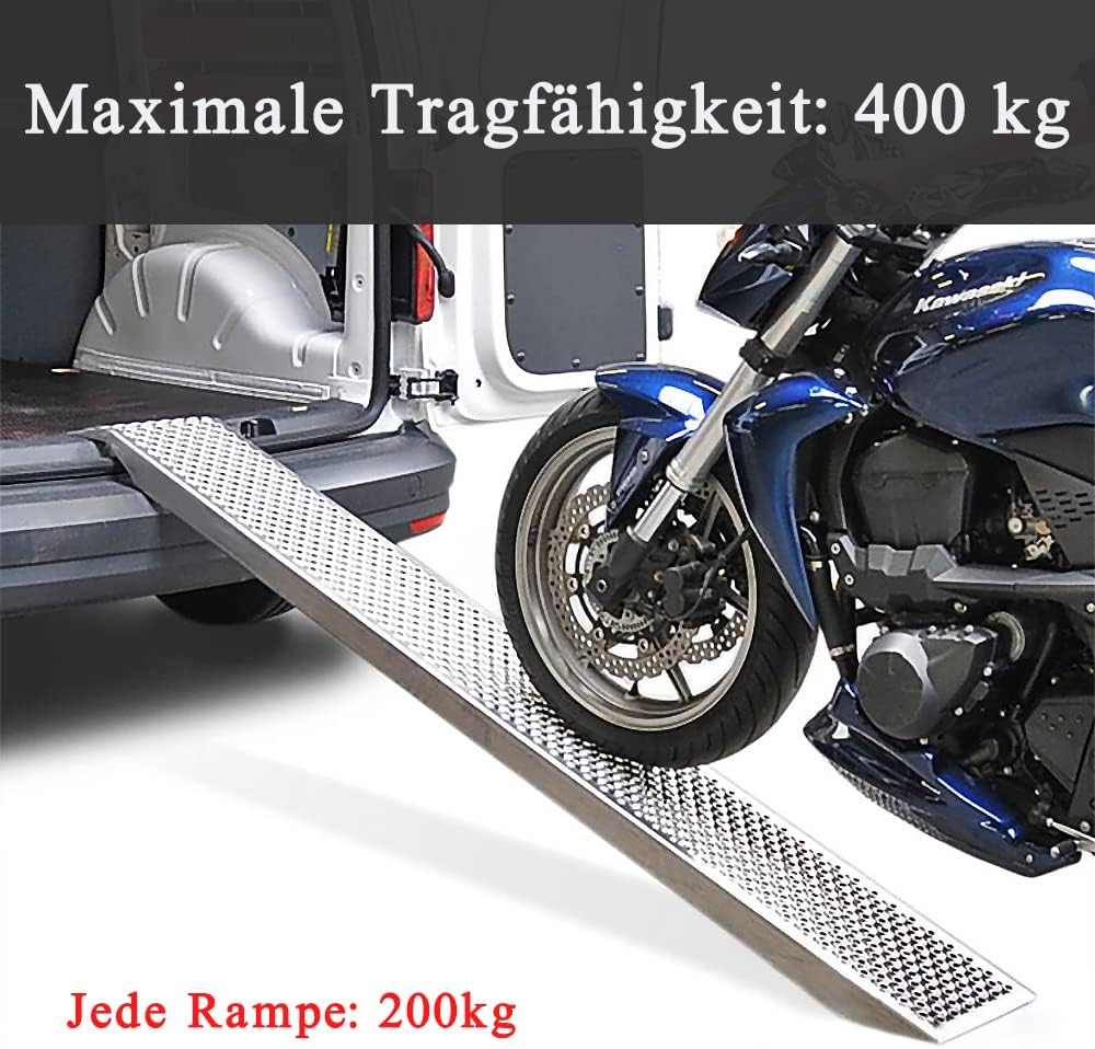 Detalle de UISEBRT Lot de 2 rampes d'accès jusqu'à 400 kg en acier galvanisé, 135 cm, antidérapantes