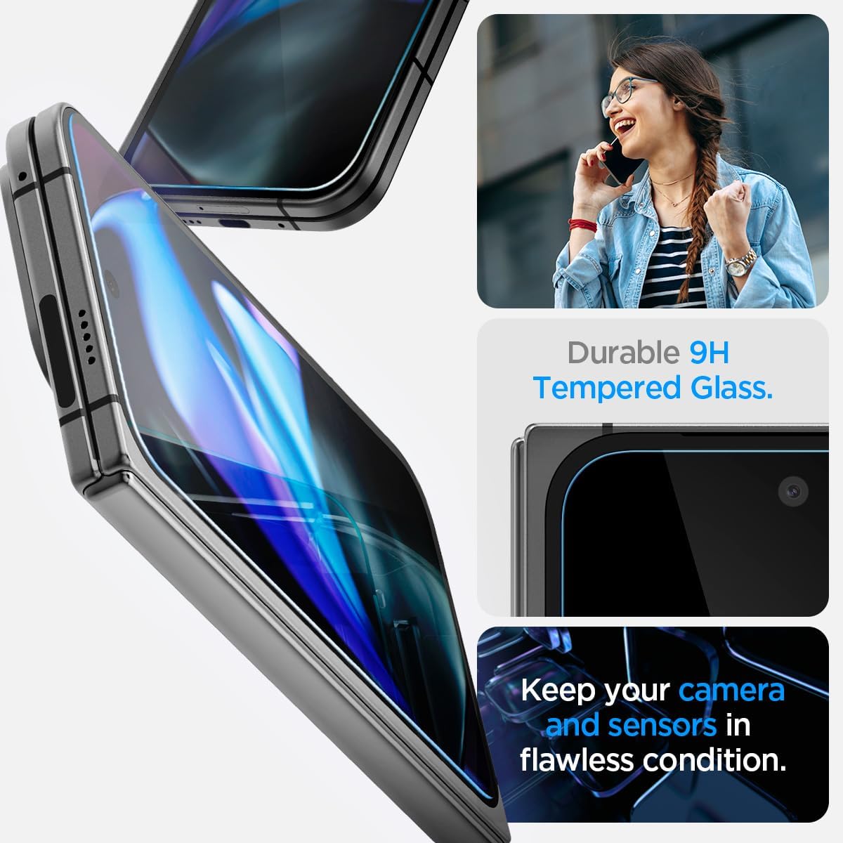 Detalle de Spigen Glas.tR EZ Fit in vetro temperato per Google Pixel 9 Pro Fold (2 pezzi), installazione facile, durezza 9H