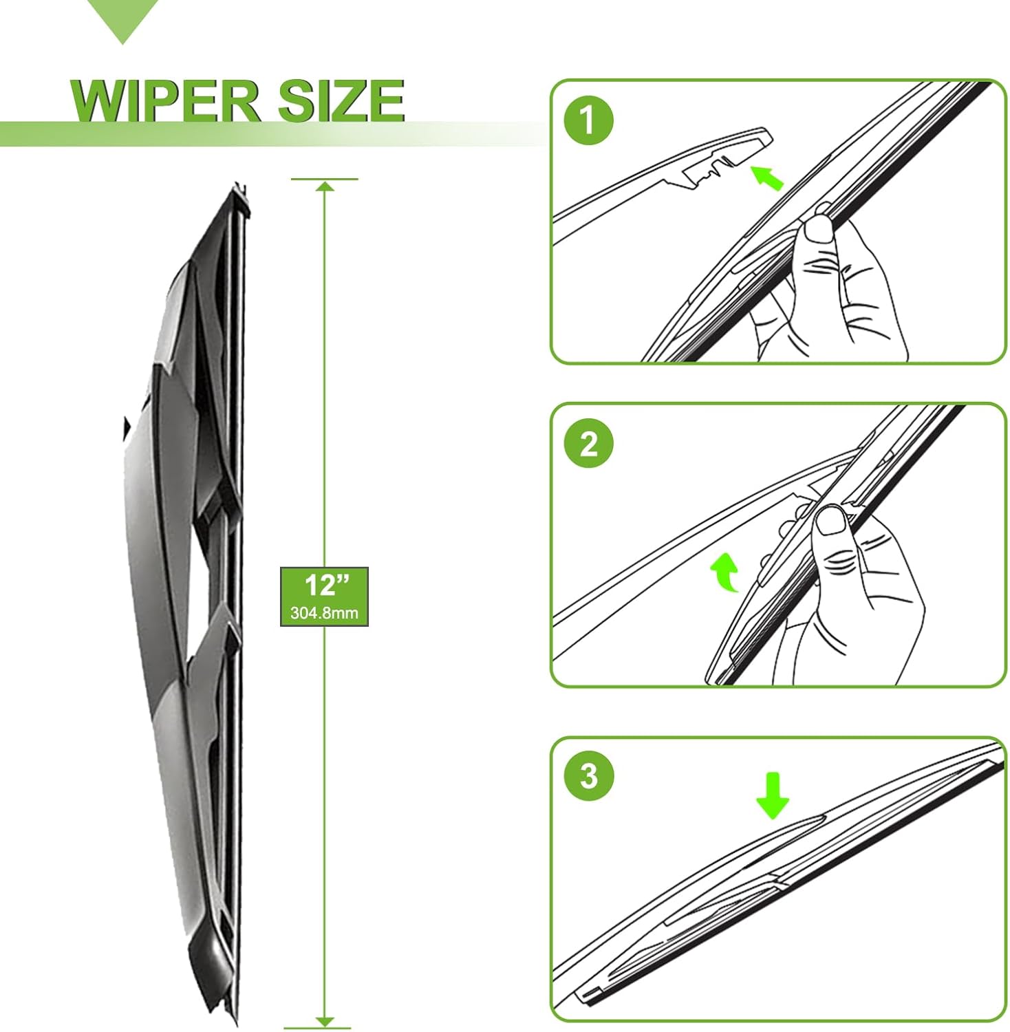 Thumbnail 5 de PARRATI Windshield Wipers for 2007-2014 Chevrolet Tahoe (Front 22"+22", Rear 12") – OEM Replacement Set of 3