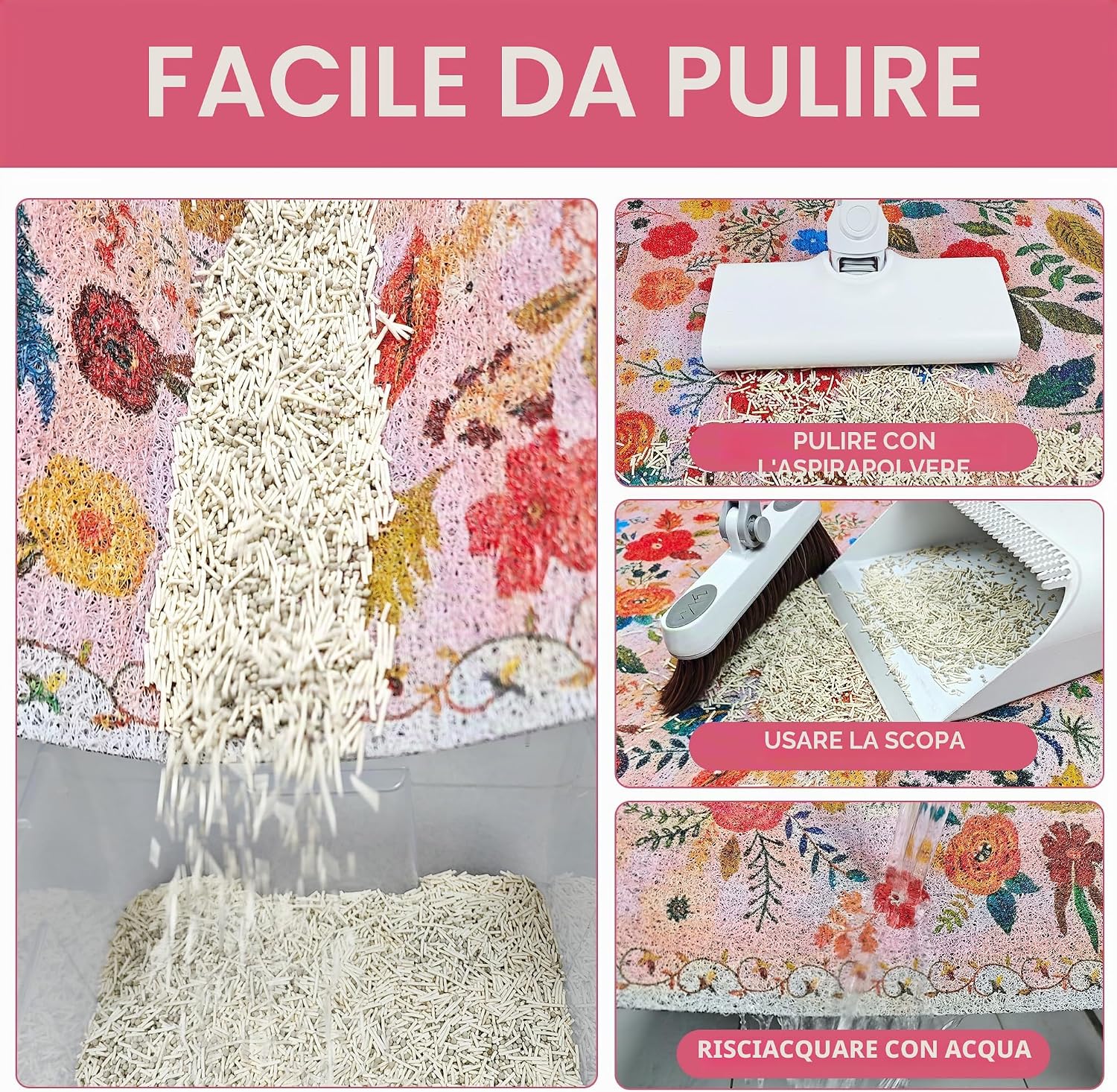 Detalle de YOSEPATI Tappetino Lettiera Gatti 60x40 cm – protezione impermeabile e antiscivolo per pavimenti impeccabili