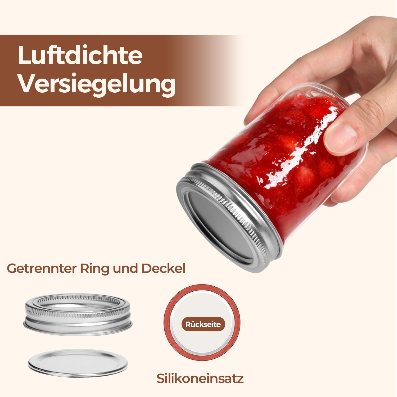 Thumbnail 2 de ComSaf 240 ml Einmachgläser mit Deckel – 8 Stück Mason Jar Set