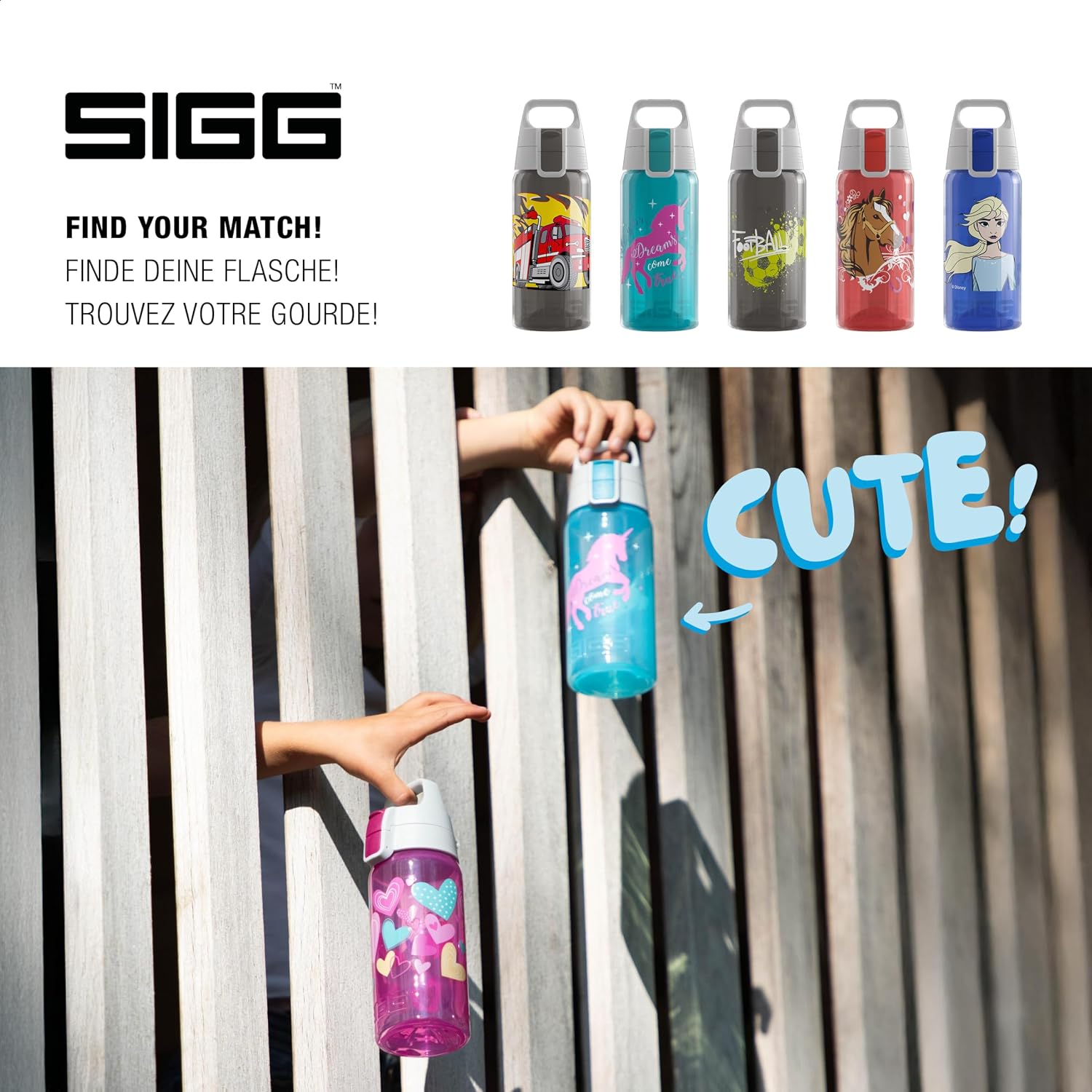 Detalle de SIGG Viva ONE Unicorn Trinkflasche 0,5 L – schadstofffrei, auslaufsicher, einhändig bedienbar
