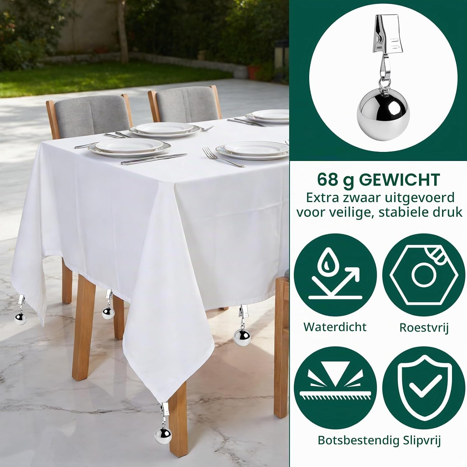 Detalle de nplaseta Tischdeckenbeschwerer, 8 tafelkleedgewichten van koolstofstaal