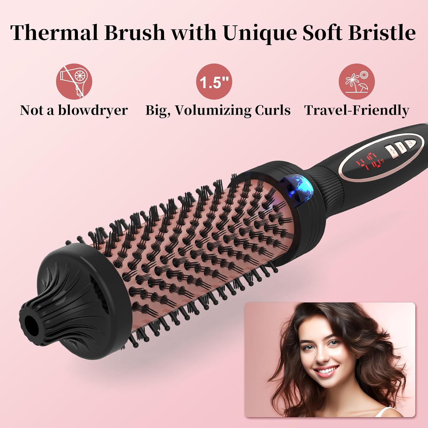 Detalle 2 de Phoebe 1.5-Inch Thermal Brush with Ceramic Barrel, 9 Heat Settings & Dual Voltage