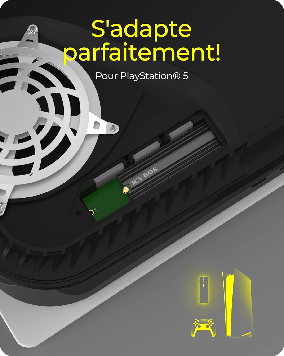 Thumbnail 1 de ICY BOX IB-M2HS-PS5 : dissipateur thermique M.2 pour SSD 2280, conçu pour PlayStation 5