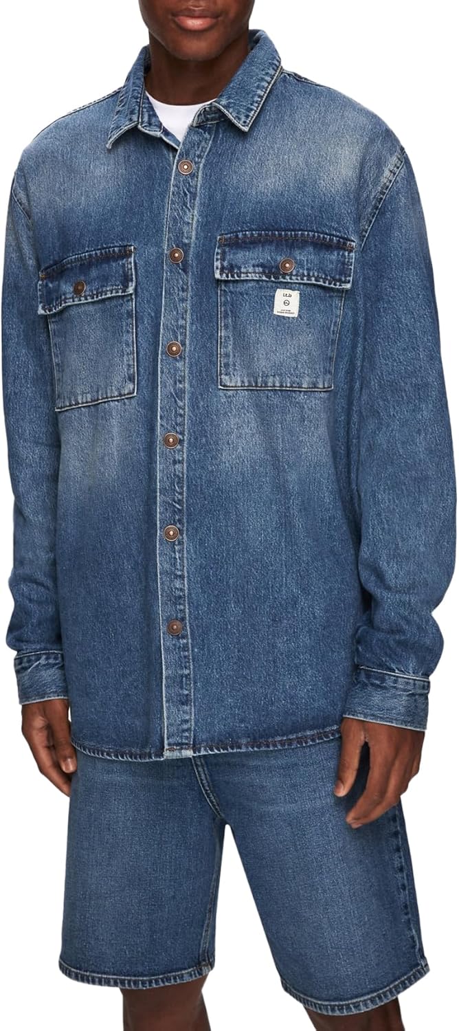 Detalle de LTB Steven – Chemise homme en denim durable, col boutonné, coupe droite