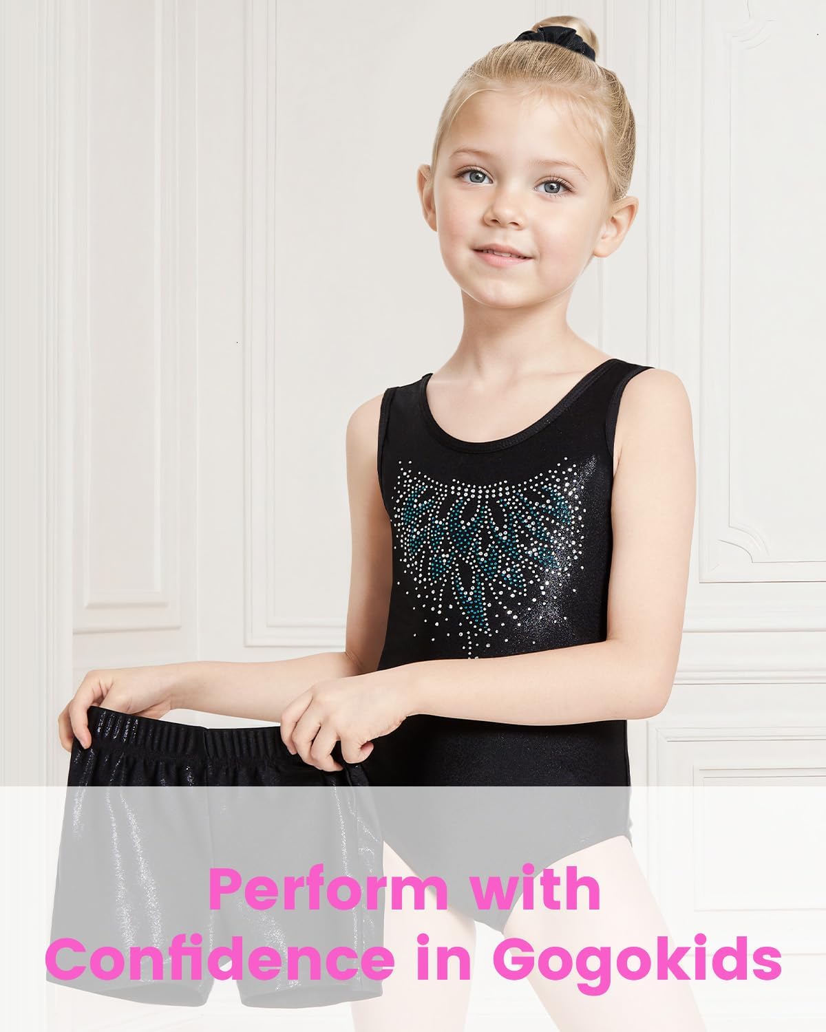 Thumbnail 4 de Gogokids tredelat gymnastikset för flickor – ärmlös dräkt, shorts och hårband