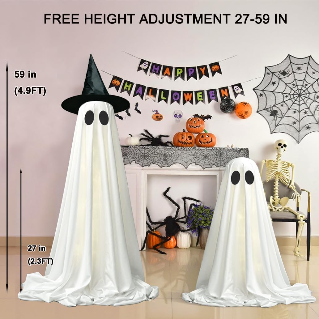 Detalle 2 de VersaCharm HN0001 Halloween Ghost Decorations, 2-Pack with Remote-Control Lights