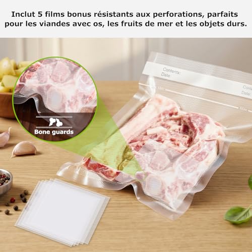 Detalle de Bonsenkitchen Sacs Sous Vide Alimentaire 100 Sachets 20 x 30 cm — Gaufrez et réutilisables