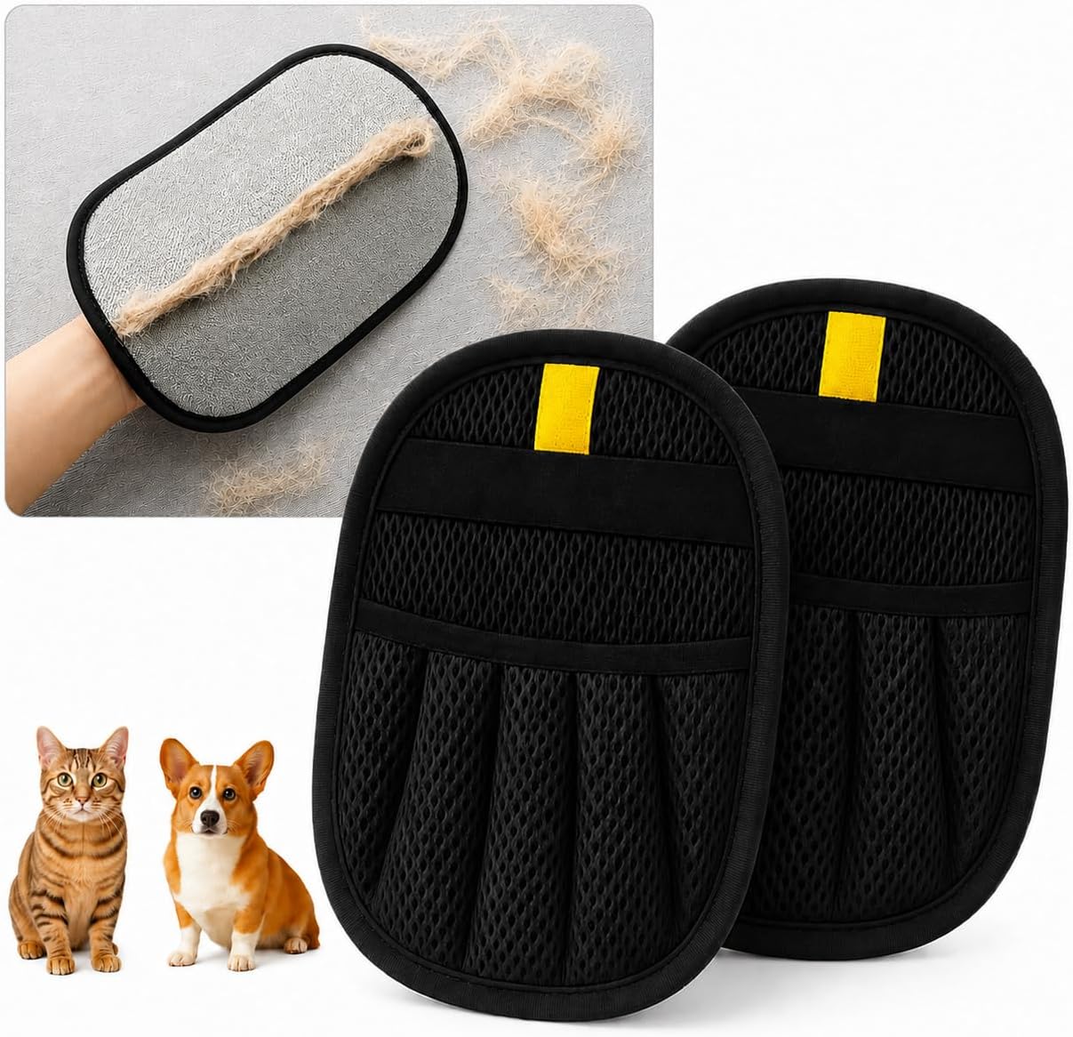Detalle de ZenithyrEn Tierhaarentferner Handschuh 2er-Set: Verdicktes Design mit elektrostatischem Saugkraft – Fell Magnet