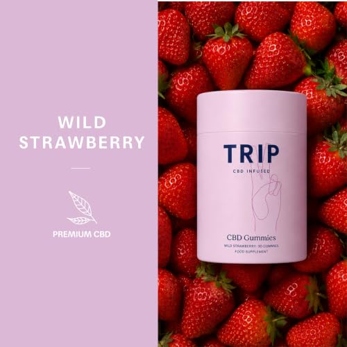 Detalle de TRIP CBD Infused Gummies 300mg CBD, High Strength, Wild Strawberry, 30x