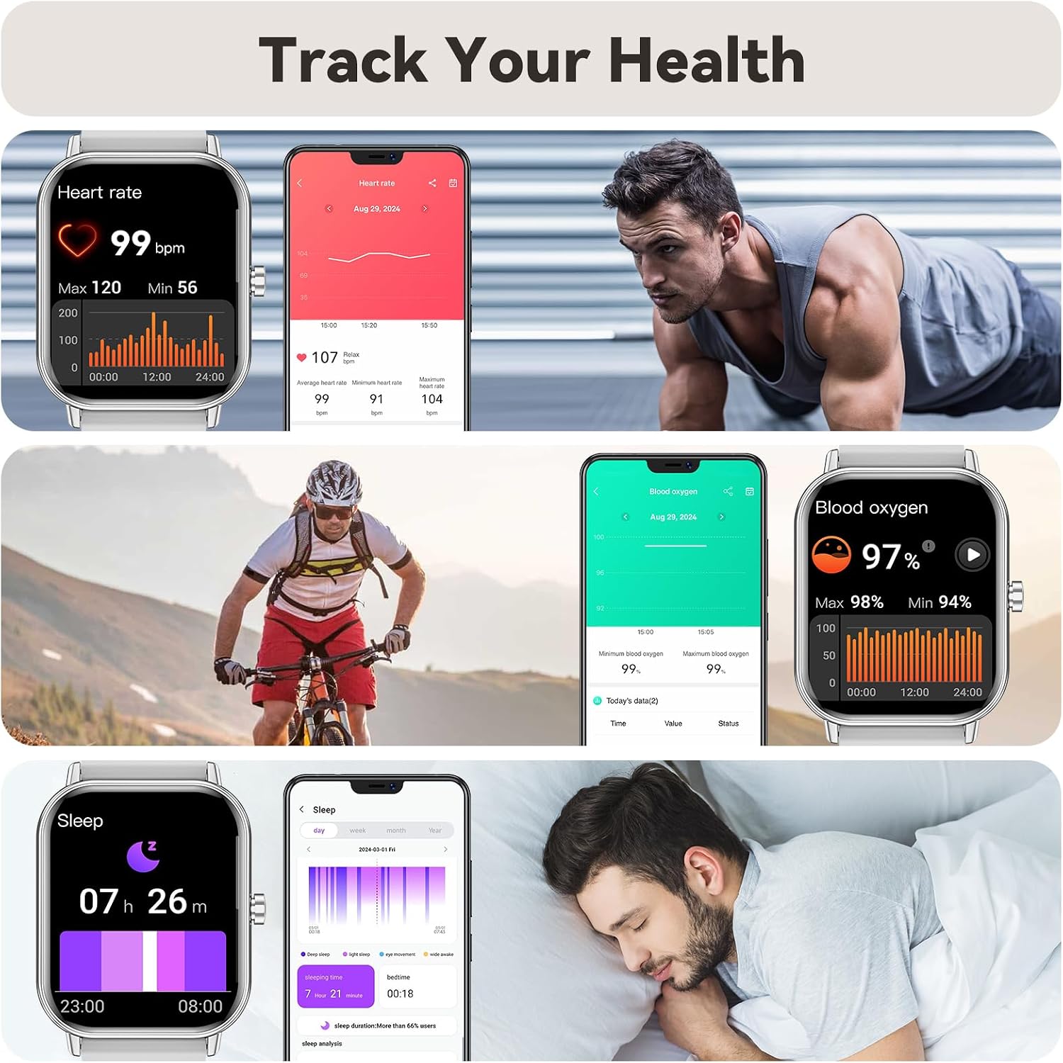 Thumbnail 3 de Smart Watch for Men & Women with Bluetooth Calls and 1.85'' HD Display