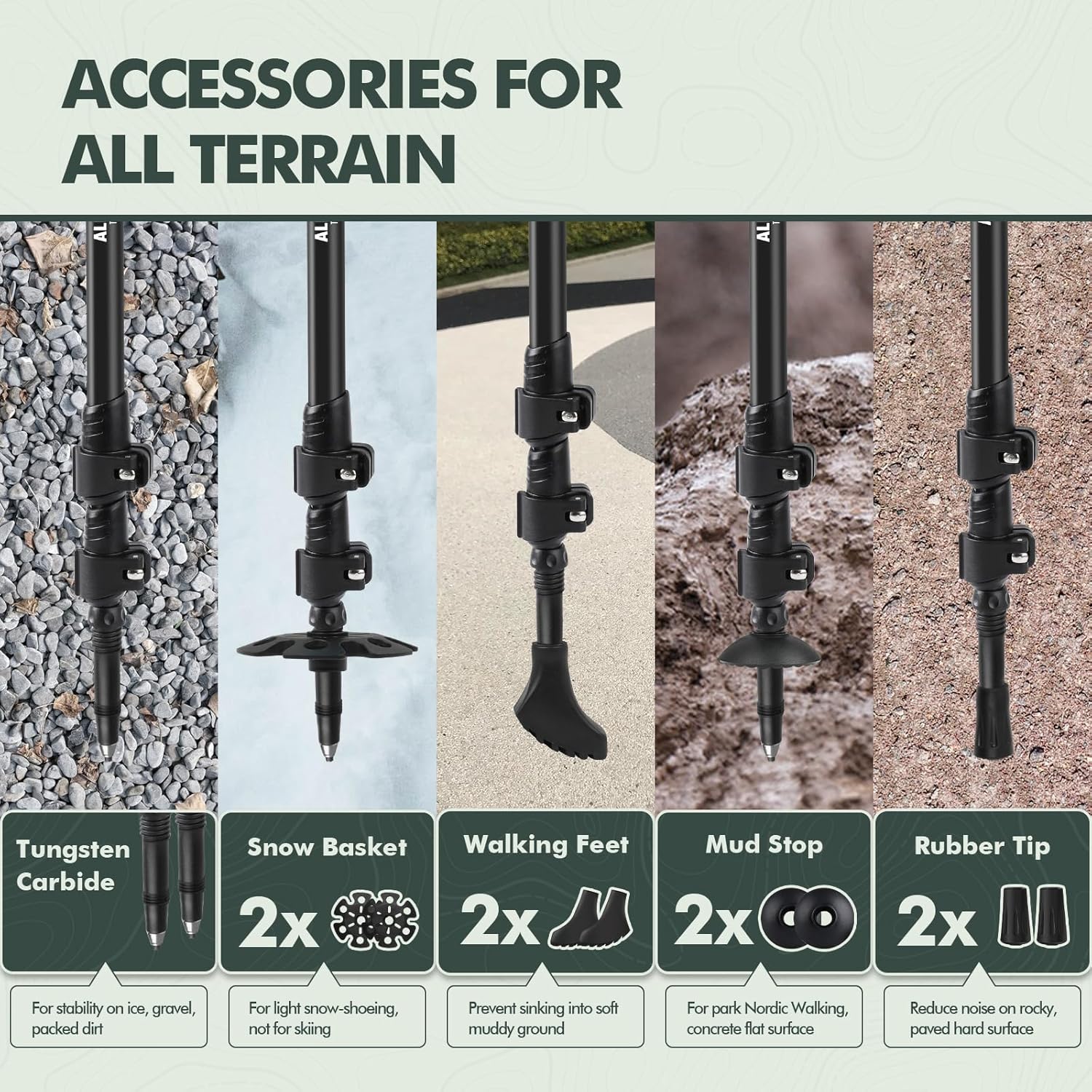 Thumbnail 4 de KINGGEAR Nordic Walking Stick TP1: Adjustable 7075 Aluminum Trekking Poles