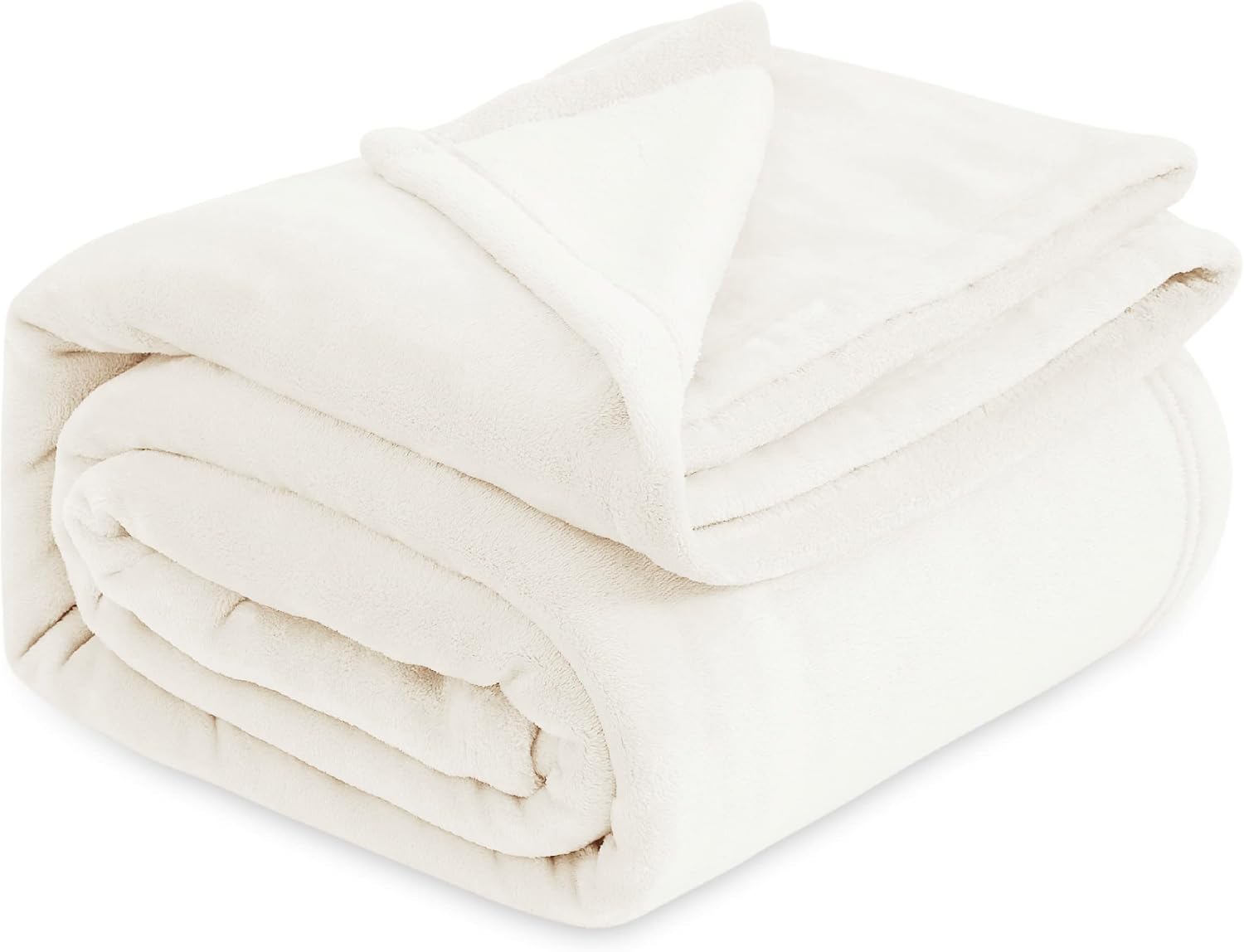 Detalle de Bedsure King Size Fleece Blanket, Cream, Lightweight 100% Polyester, 108 x 90 in