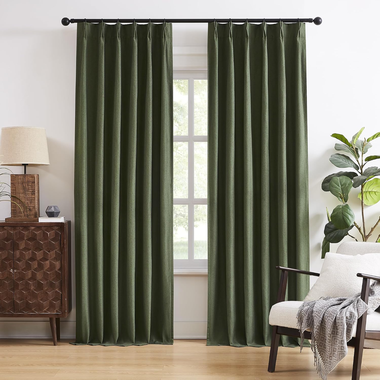 Detalle de DUALIFE Pinch Pleated Curtains 63 Inches Long