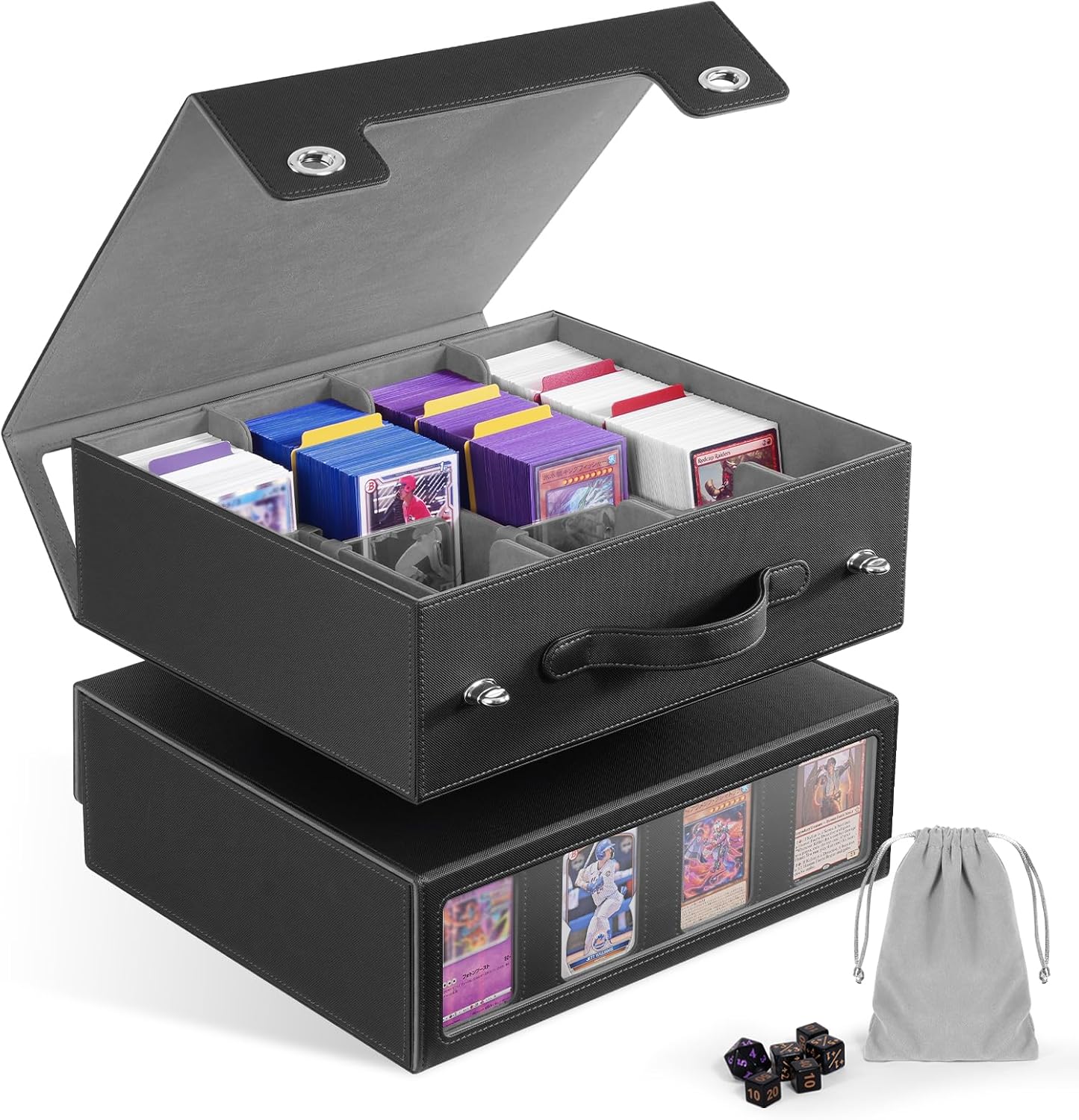 Thumbnail 6 de ZLCA 5-Row Trading Card Storage Box with Handle (Black & Red)