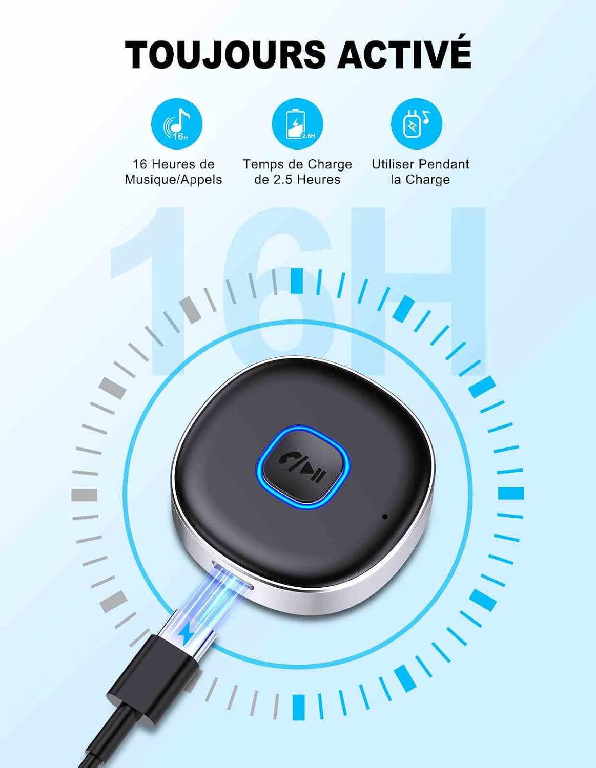 Thumbnail 6 de Mohard Bluetooth-ontvanger 5.0 met 3,5mm AUX, handsfree bellen en dual pairing