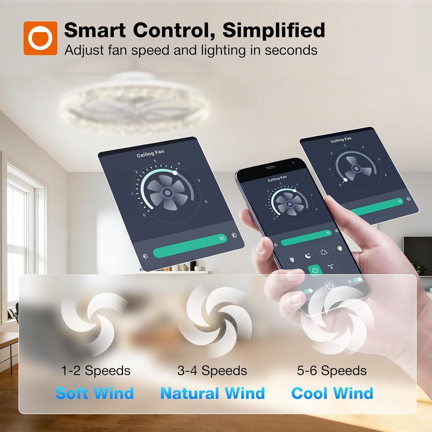 Thumbnail 6 de addlon NFM024112-8 20-inch Low-Profile Ceiling Fan with Light, Remote and App