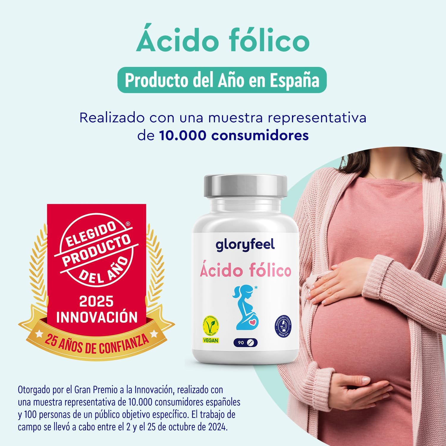Detalle 2 de Ácido fólico 400µg vitamina B9 90 cápsulas