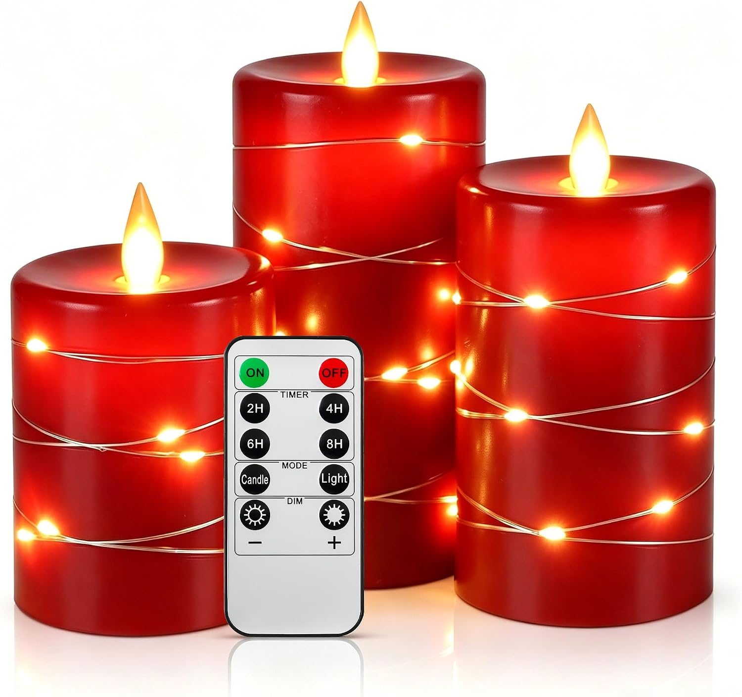 Detalle de Da by Candele LED Angolo di visione a 360 gradi con luci stellate – set da 3 candele a LED con telecomando
