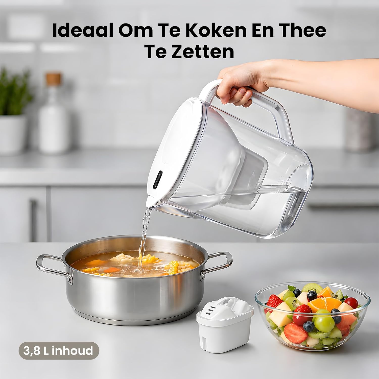 Detalle de Watus waterfilterkan 3,8 liter met kokosactieve kool en memo-indicator