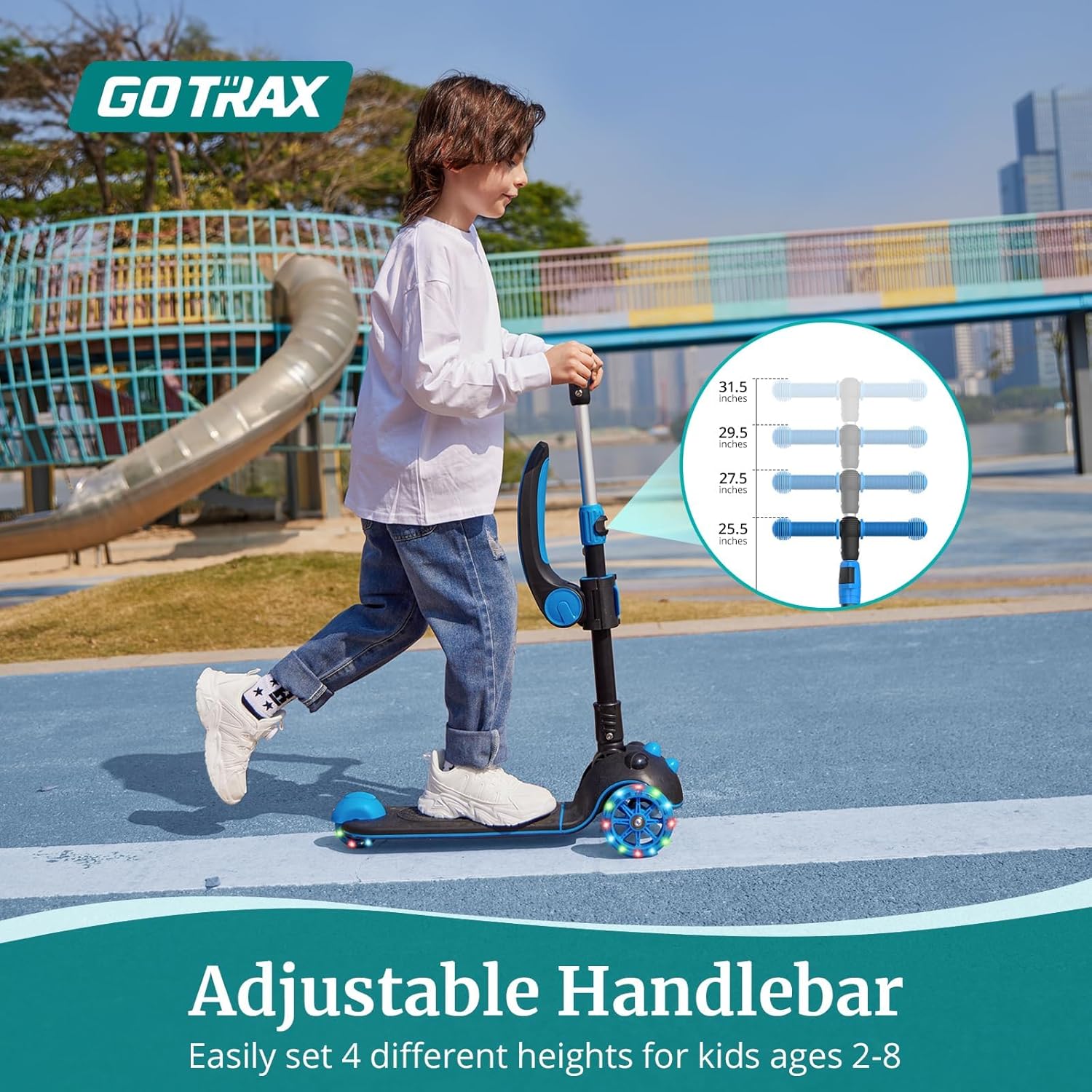 Detalle 2 de Gotrax KS3 Pro Kids Folding Scooter with Seat ๐ด