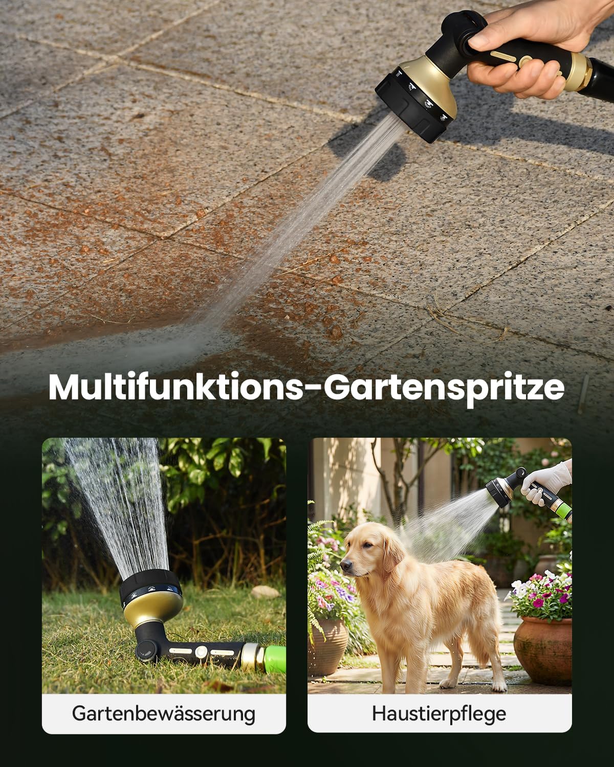 Thumbnail 6 de RAINPOINT Gartenbrause aus Metall mit 10 Bewässerungsmustern – handliche Handbrause für Garten, Autowaschen & mehr