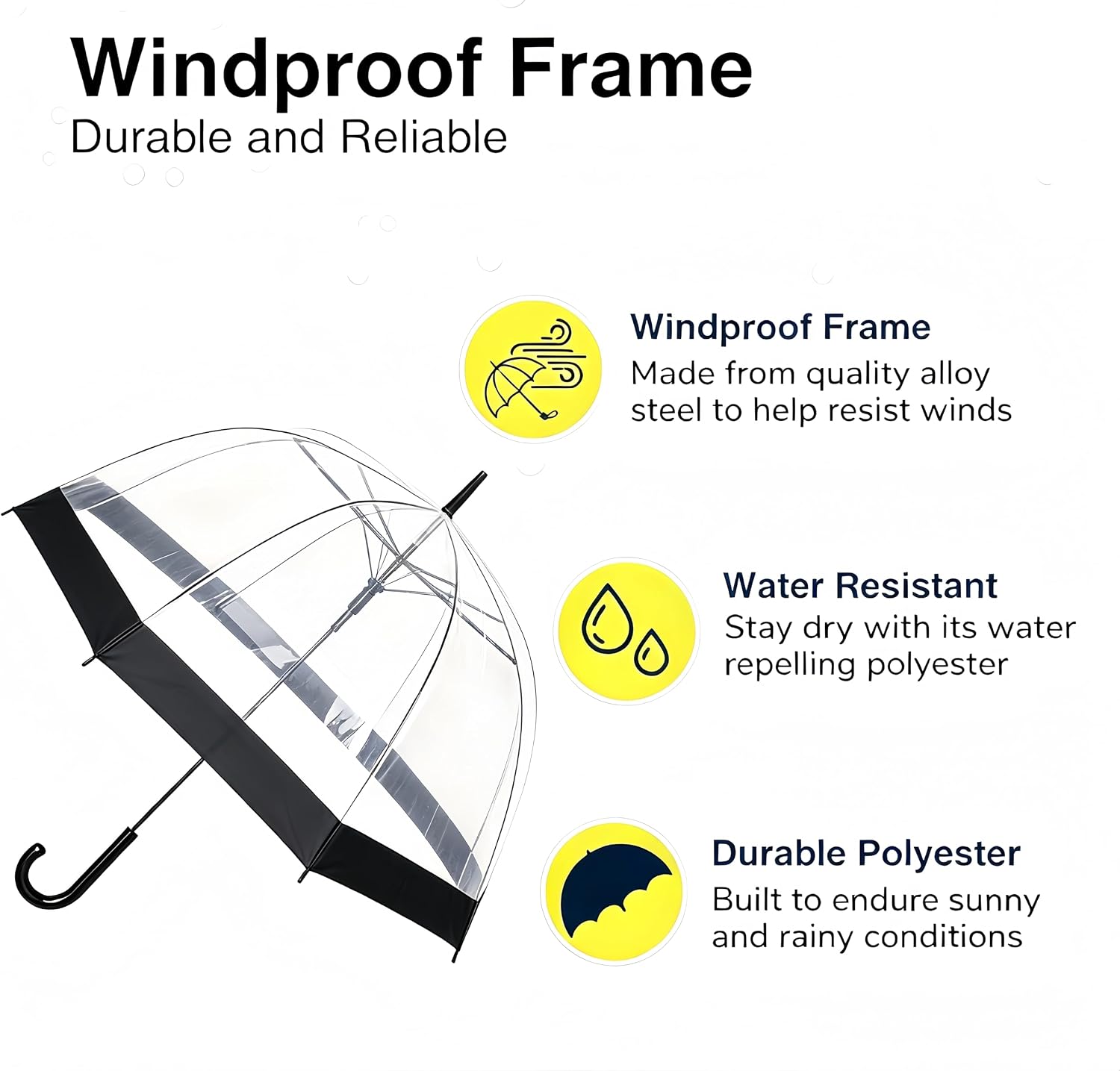 Thumbnail 4 de Clear Bubble Umbrella with Auto Open - Large 48" Transparent Dome for Weddings & Outdoor Events