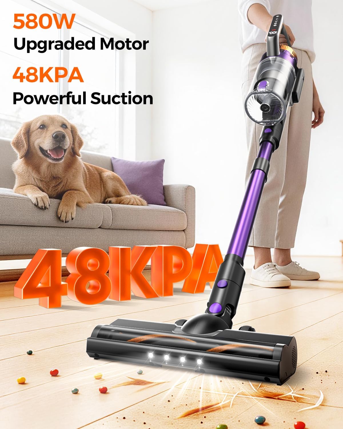 Thumbnail 1 de Rittvot Cordless Stick Vacuum Cleaner (580W/48KPa) with 65 Min Runtime, Touch Screen & Wall Mount