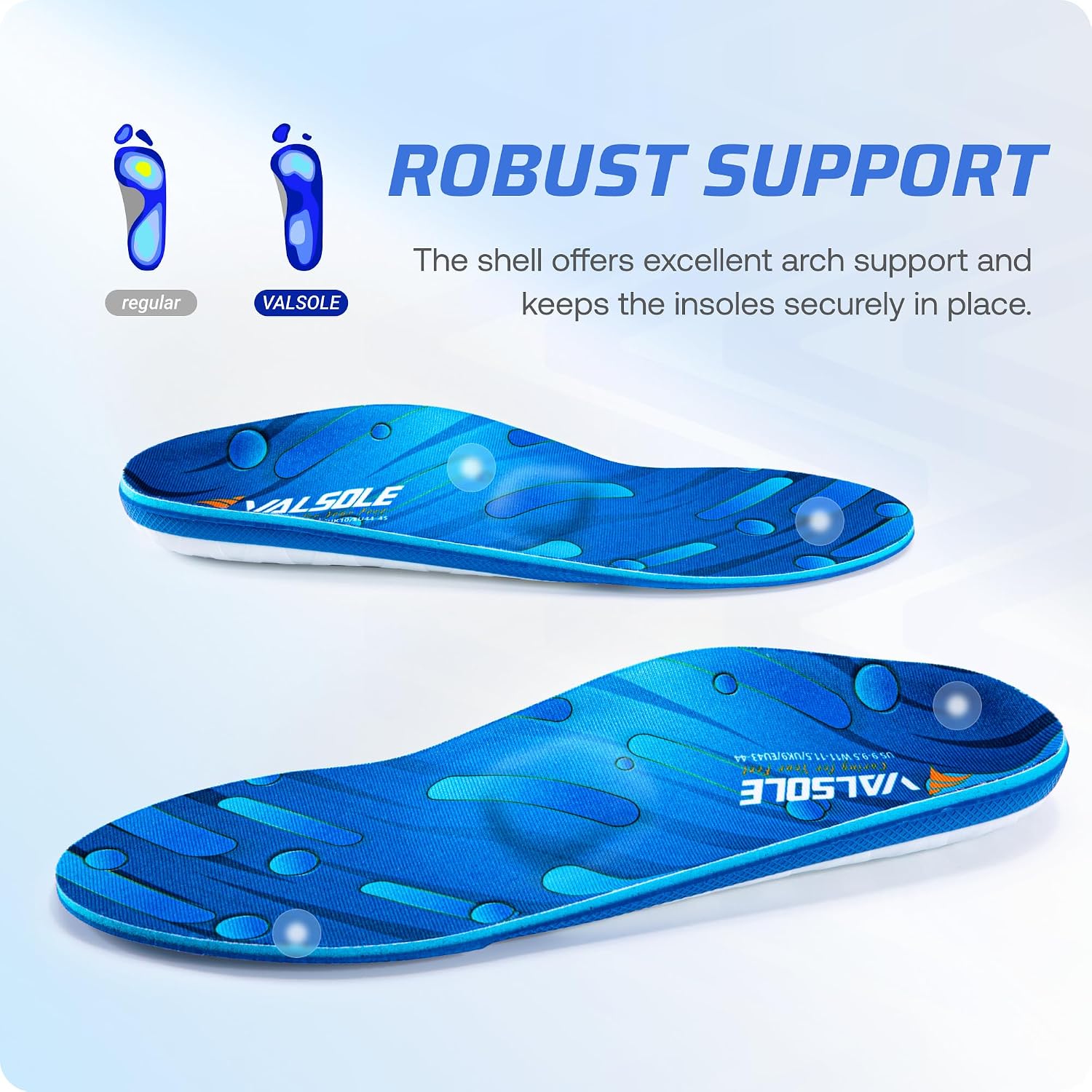 Detalle de VALSOLE Heavy Duty Orthotic Insoles, 250+ lbs Arch Support, Blue