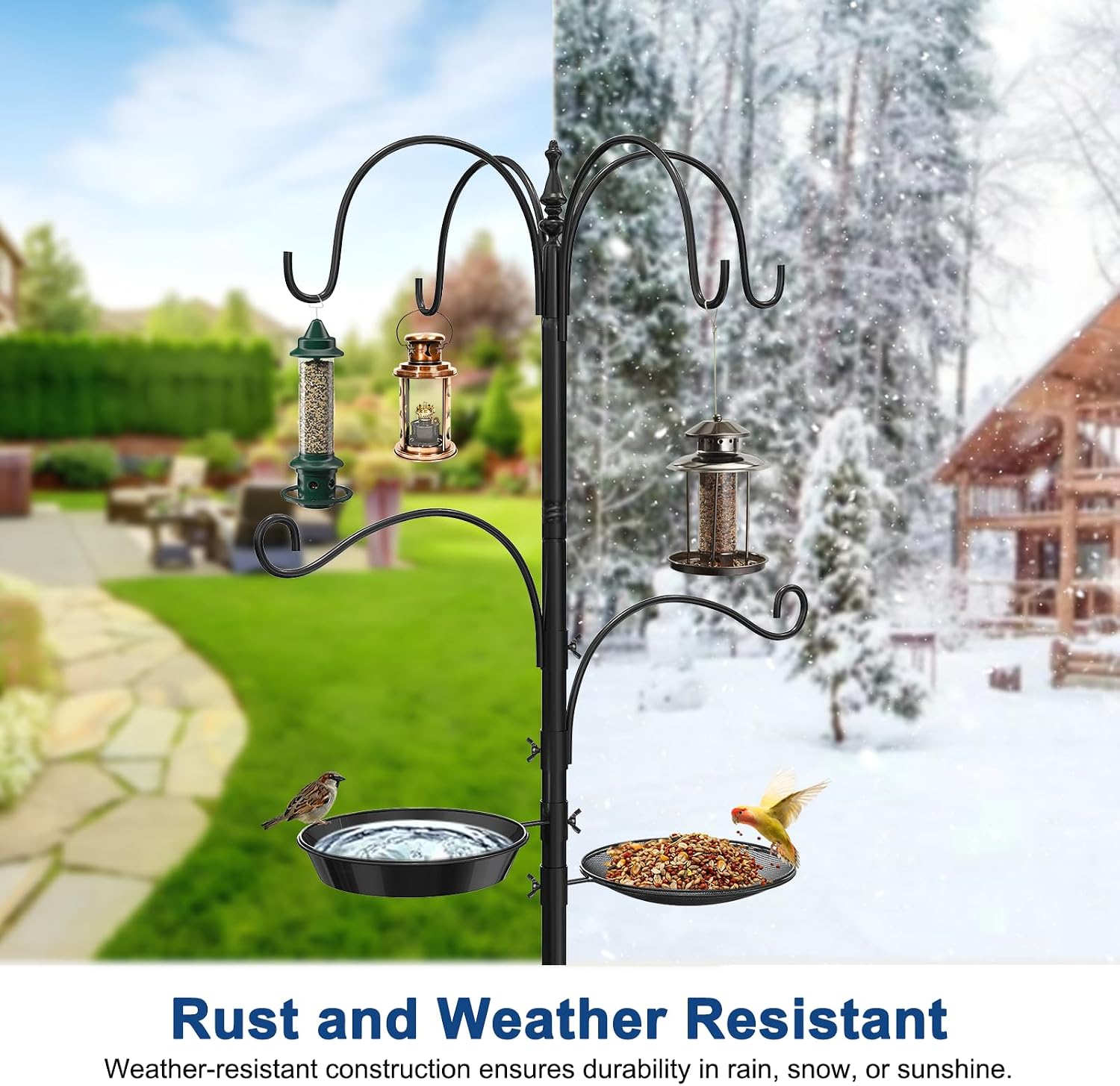 Detalle de Newthinking Bird Feeders Hanging Station 224cm: All‑in‑one Outdoor Feeding & Water Station