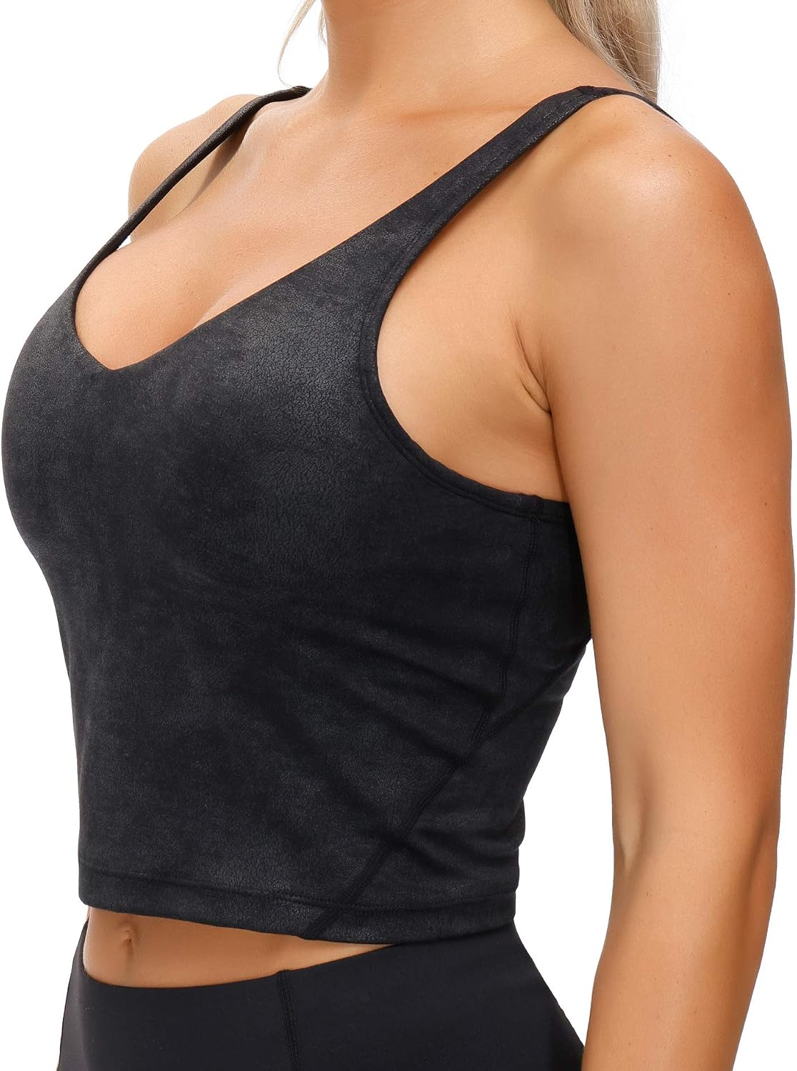 Detalle de THE GYM PEOPLE Wireless Longline Sports Bra for Women with Removable Pads and Medium Support