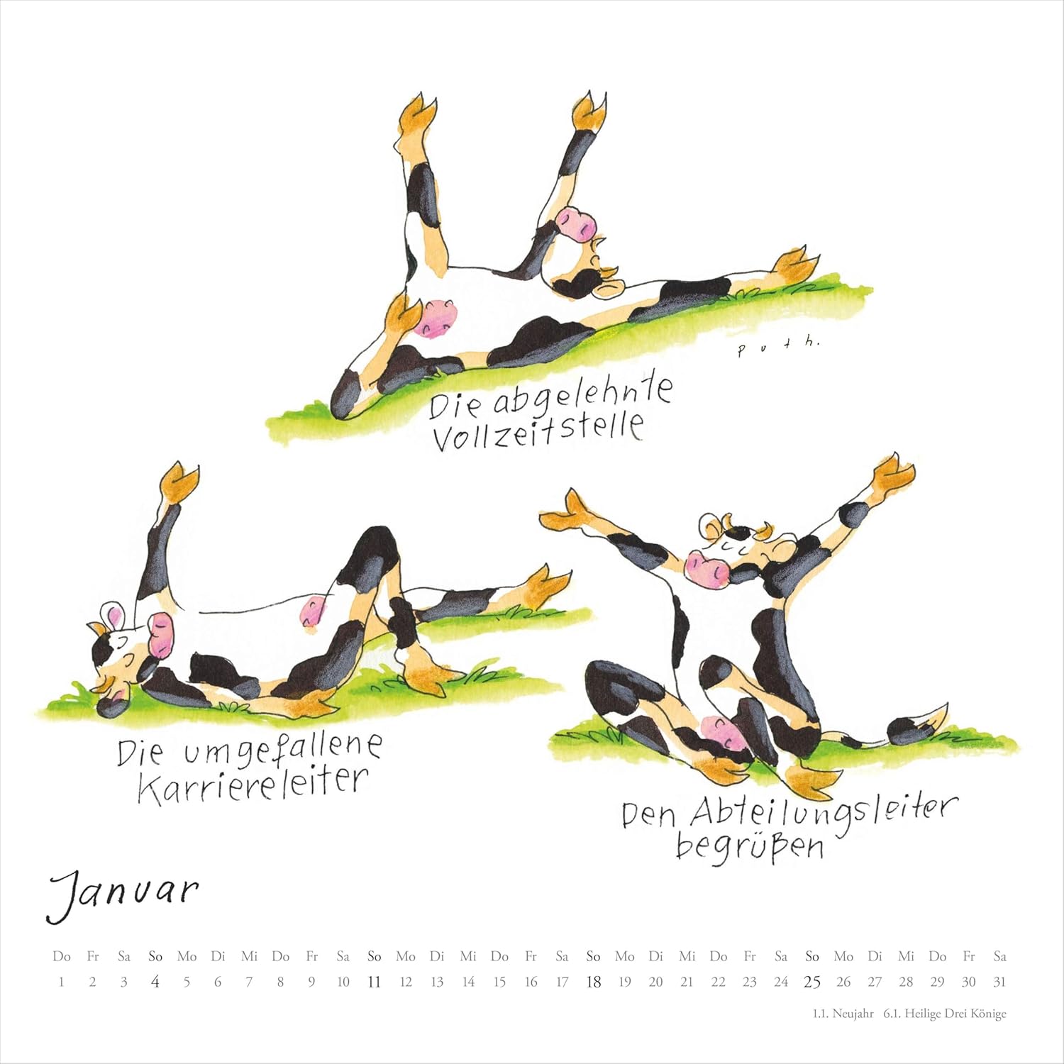 Thumbnail 1 de DUMONT Wandkalender 2026 „Mit den Yoga-Kühen durchs Jahr“ im Quadratformat (23 x 23 cm)