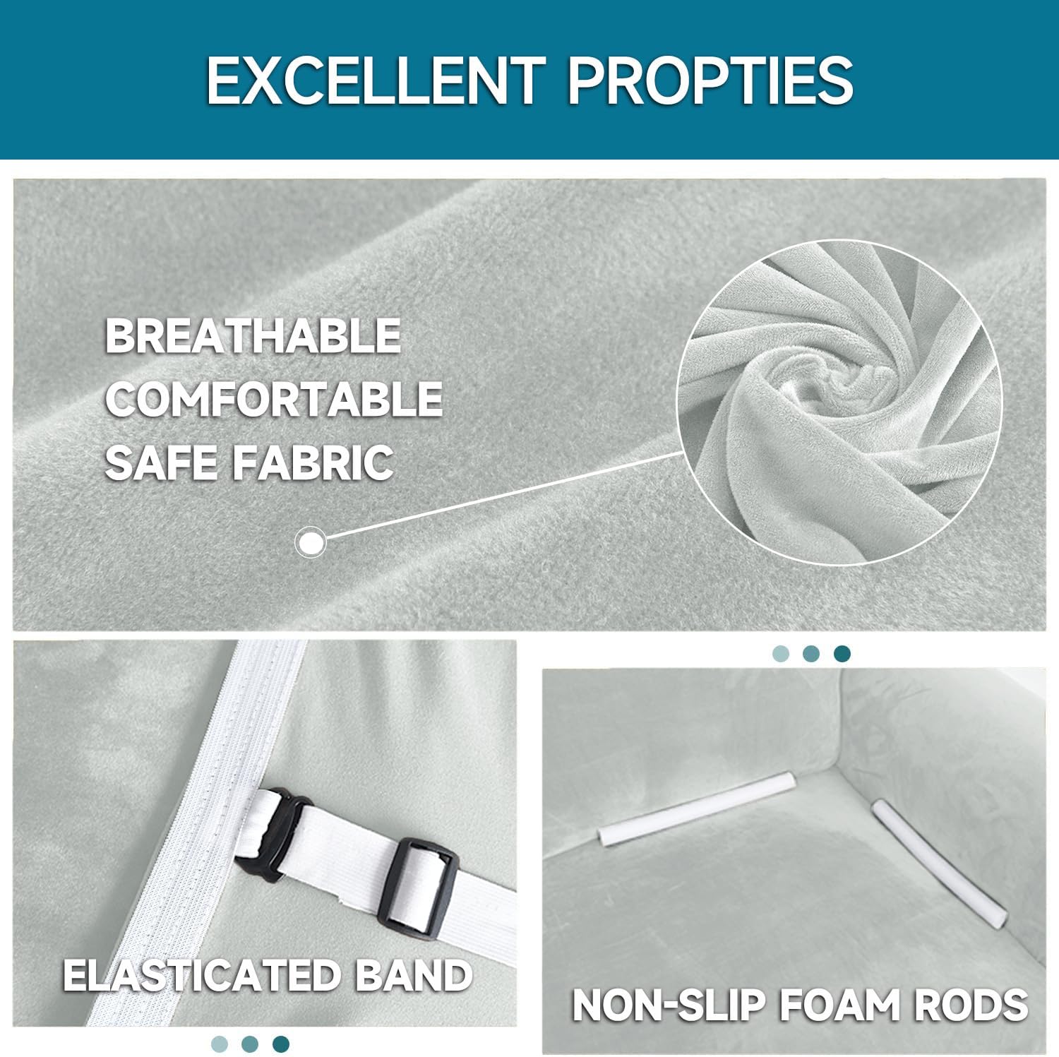 Thumbnail 4 de Housse de canapé en velours 3 places YSTELLAA – Protection extensible anti-égratignures et lavable Gris Argent