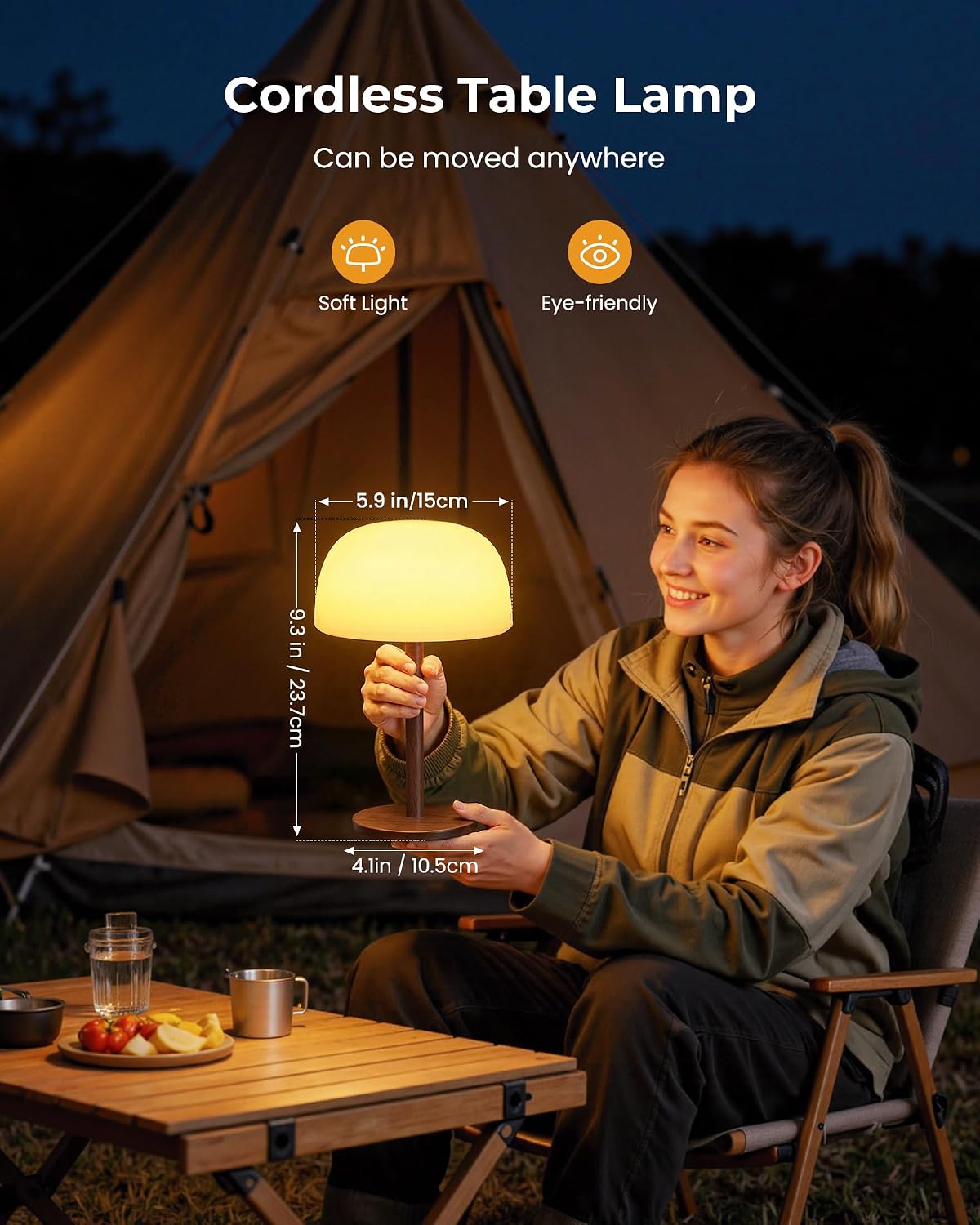 Detalle 2 de FULNIX TL01 IP65 Rechargeable Shower Lamp, 7500mAh, Touch-Control RGB Dimming