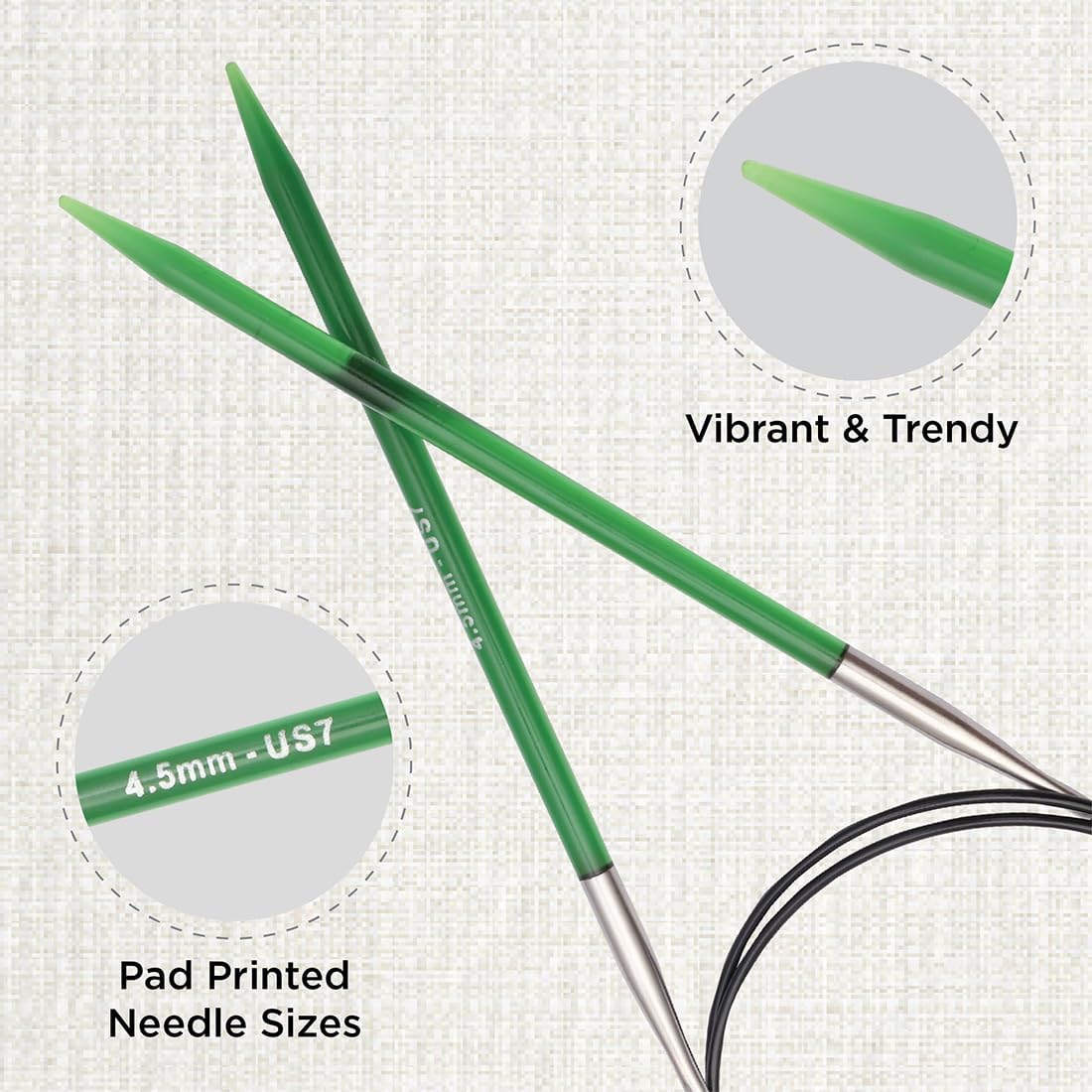 Detalle 2 de KnitPro okrągłe druty na żyłce 4,50 mm, 60 cm, wielokolorowe
