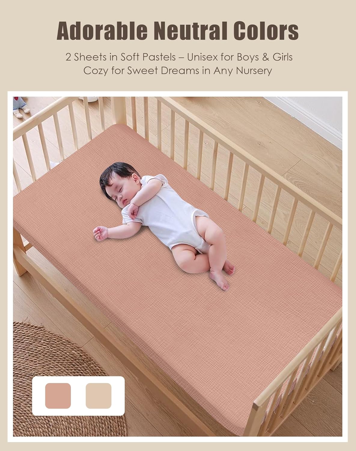 Detalle 2 de SWEET DOLPHIN Muslin Crib Sheets, 2-Pack