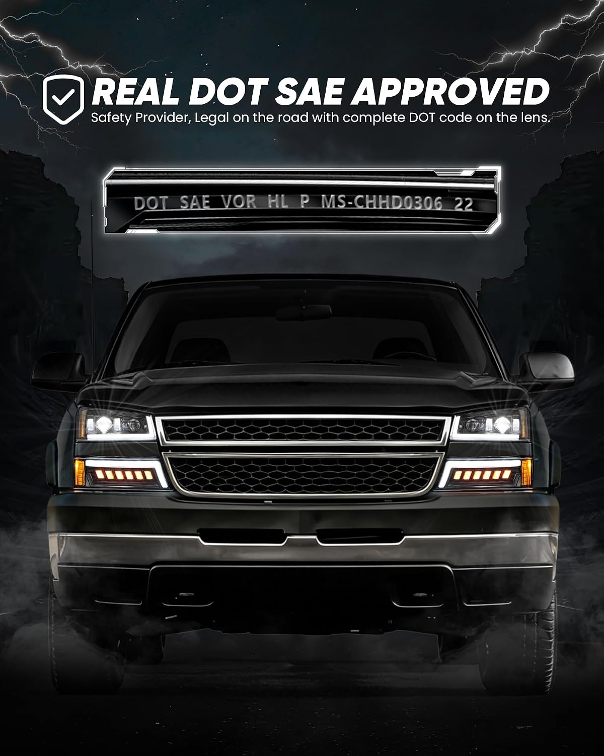 Detalle 2 de Z-OFFROAD LED Headlight Assembly DOT Approved with DRL & Turn Signal for 2003-2006 Chevy Silverado/Avalanche