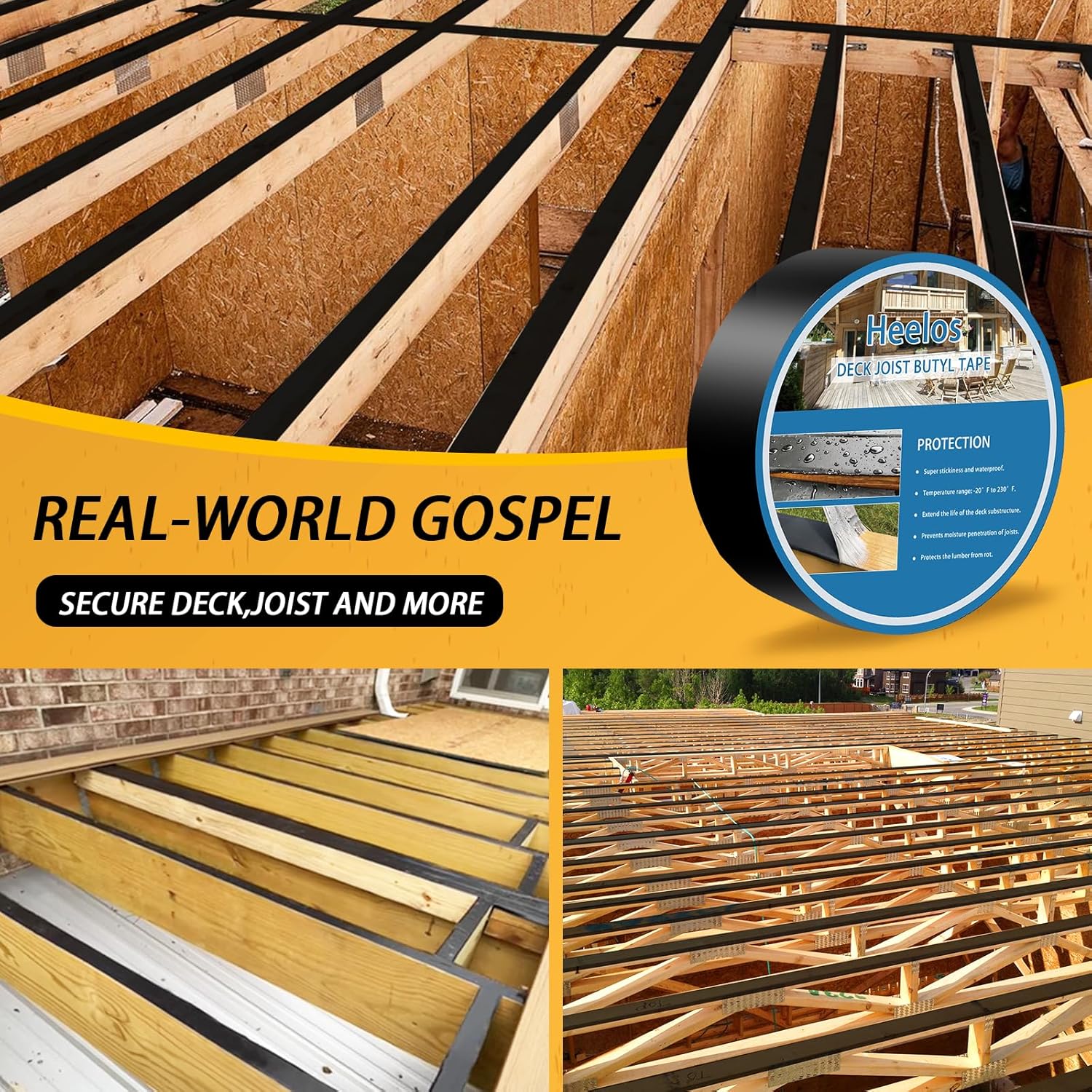 Thumbnail 5 de Heelos Butyl Joist Deck Tape (1-5/8 in x 50 ft), 2-Pack Weather-Resistant Self-Adhesive Flashing Tape