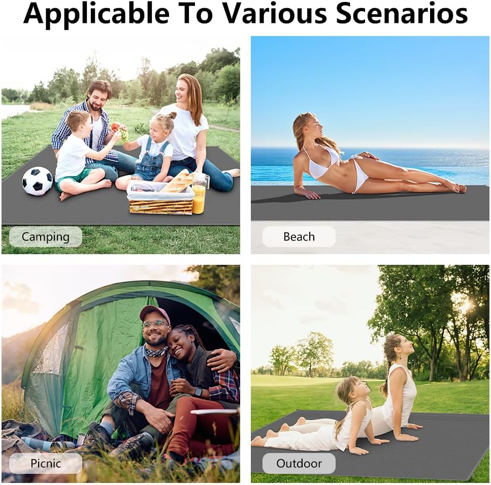 Thumbnail 6 de AYBUY Coperta da Spiaggia e Pic-nic Portatile 210 x 200 cm (opzione 200 x 140 cm) – Antisabbia, con 4 Perni di Fissaggio