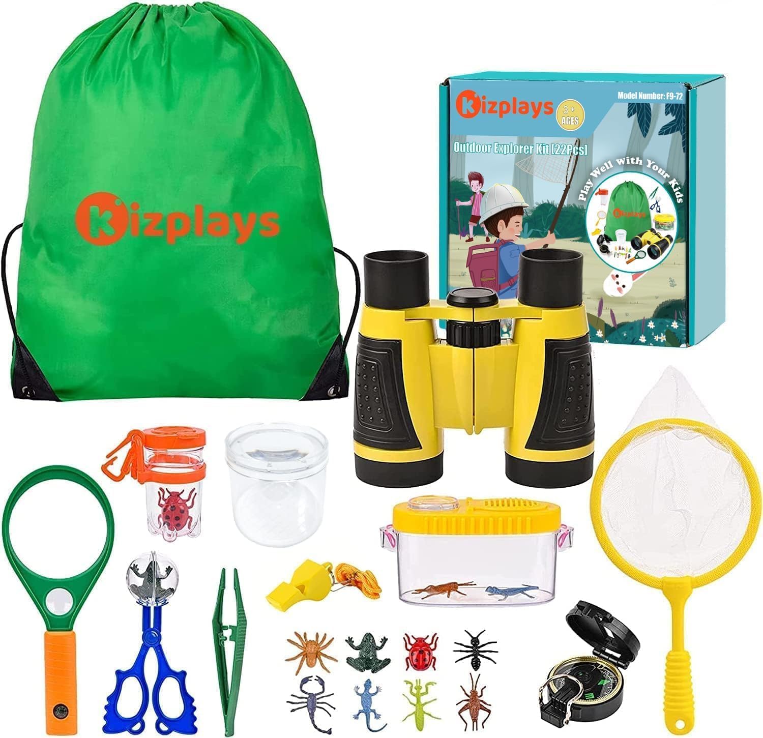 Ensemble Explorateur Extérieur – Jumelles 4x30 et Kit de Découverte pour Enfants (22 Pièces)