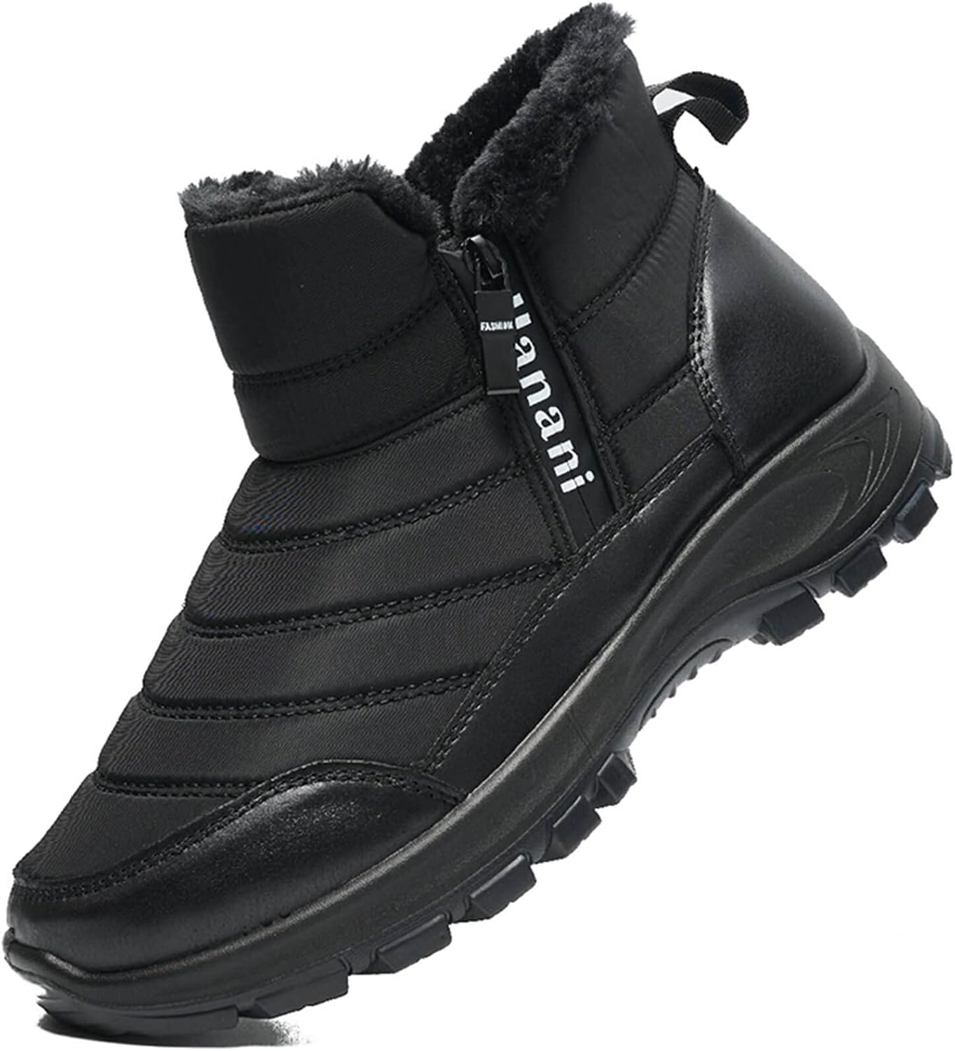 Detalle de Men’s Fur-Lined Winter Ankle Boots with Zip Closure, Lightweight Design