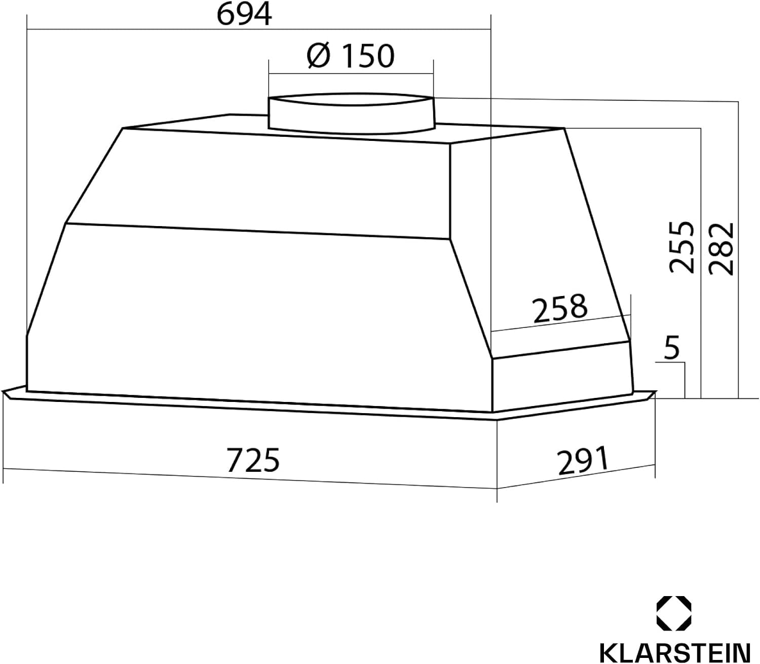 Detalle 2 de Klarstein CGCH3-Paolo-72BK afzuigkap 72 cm met ledverlichting en 439 m³/u