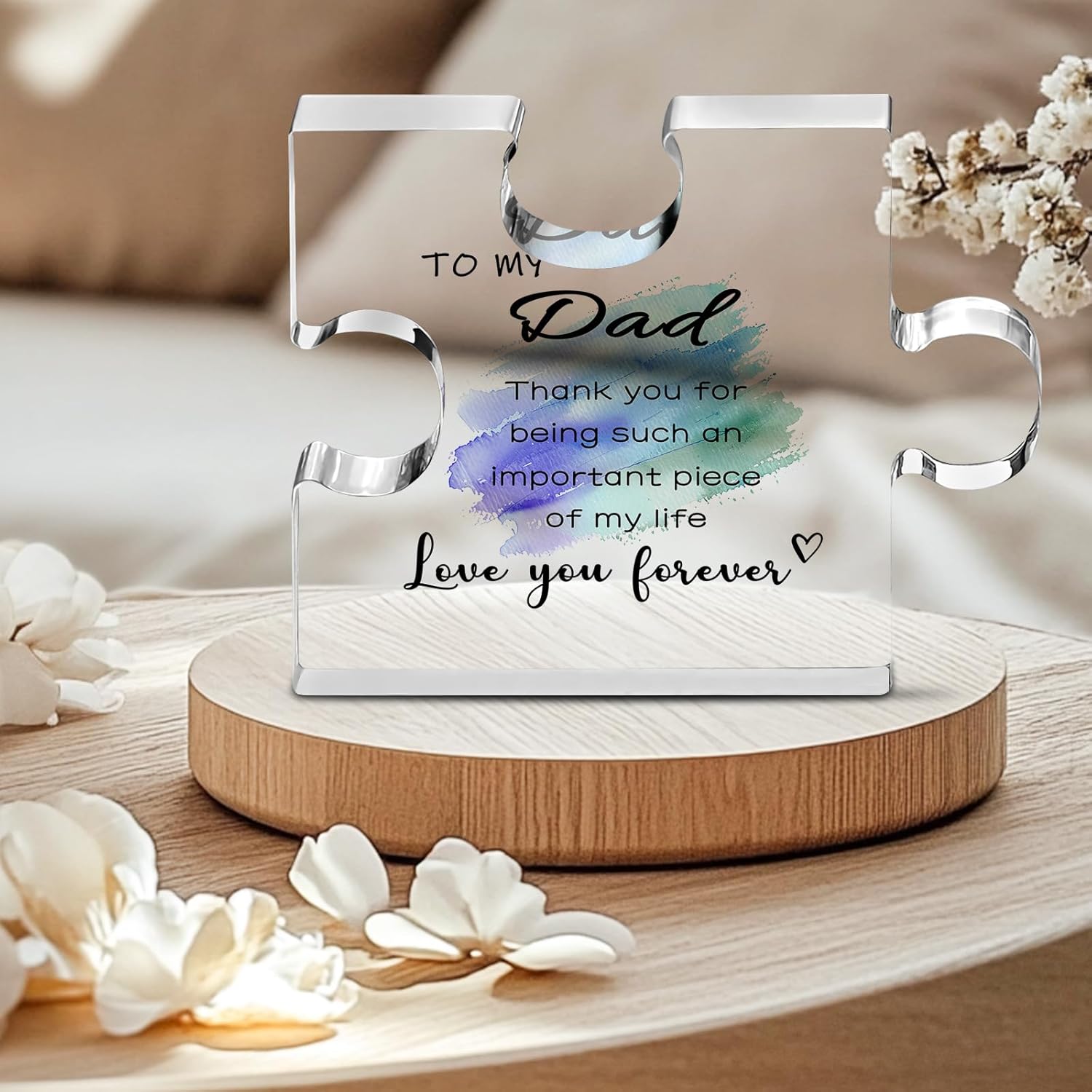 Detalle de Dad Gifts from Daughter and Son: 4x4 inch Acrylic Puzzle Plaque for Dad