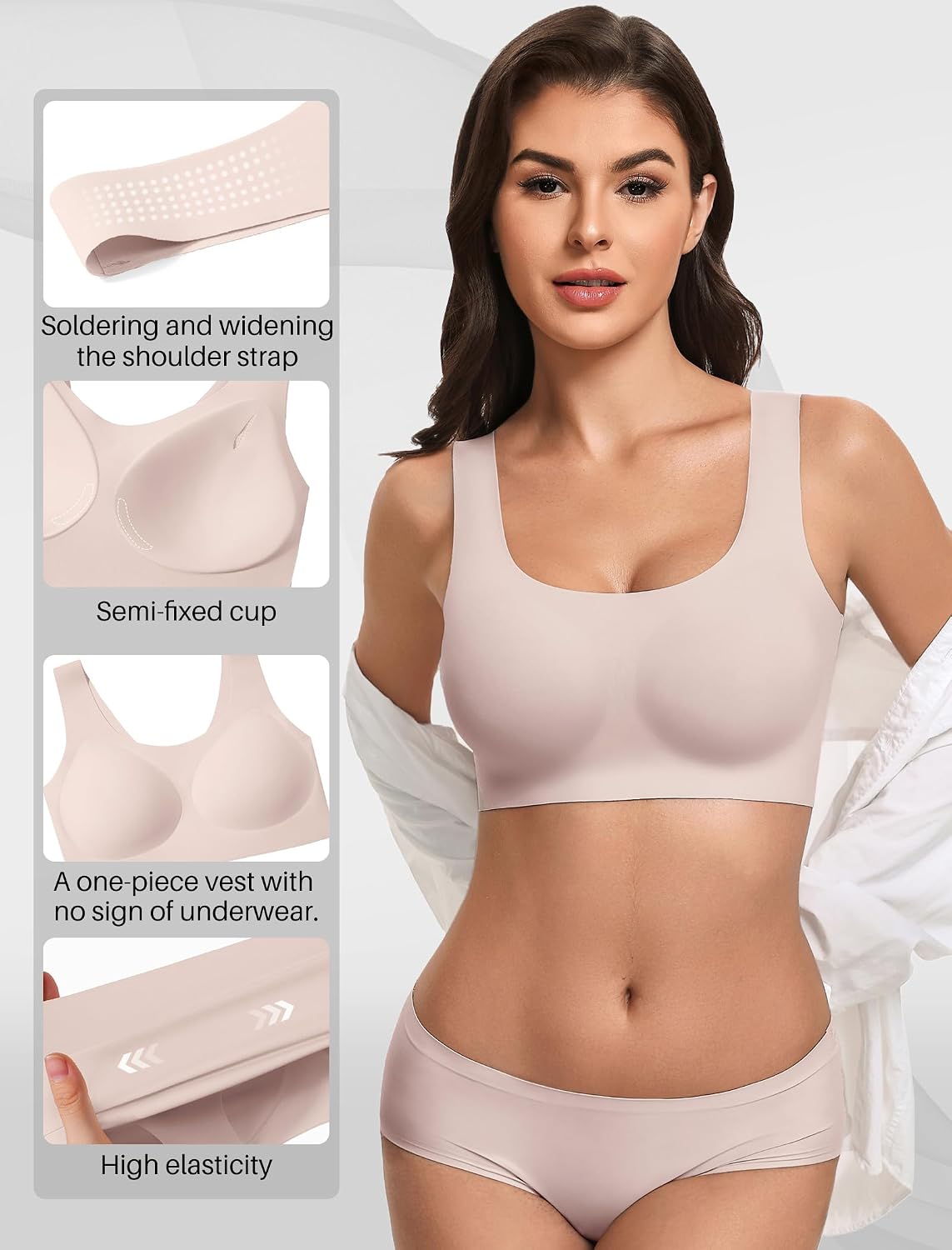 Detalle de Avidlove Women's Comfy Pullover Wireless Bra, Seamless with Wide Straps