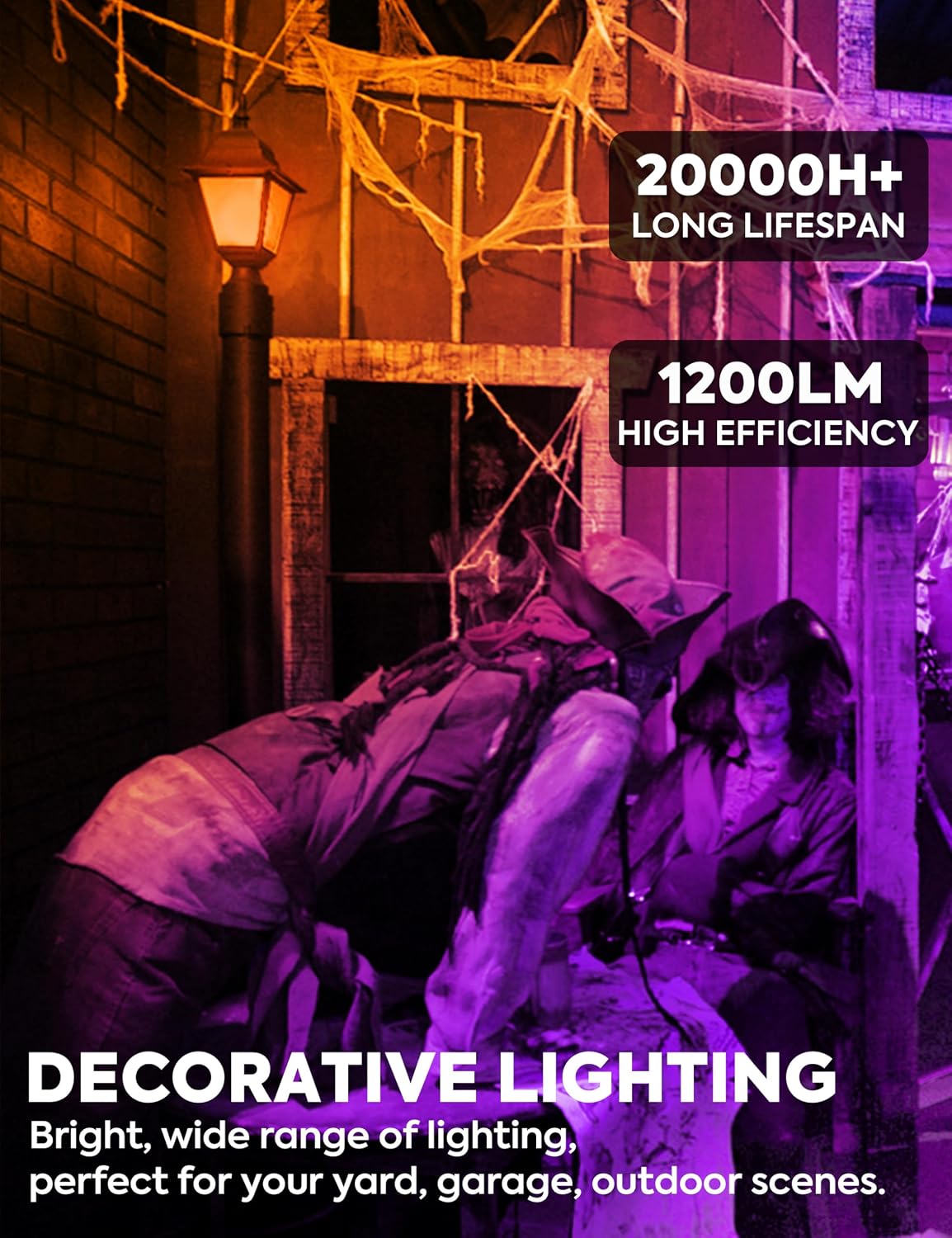 Detalle 2 de Nouscan 120VPAR38OO#VVW15E26 PAR38 LED Flood Bulbs, Orange and Purple, 2-Pack
