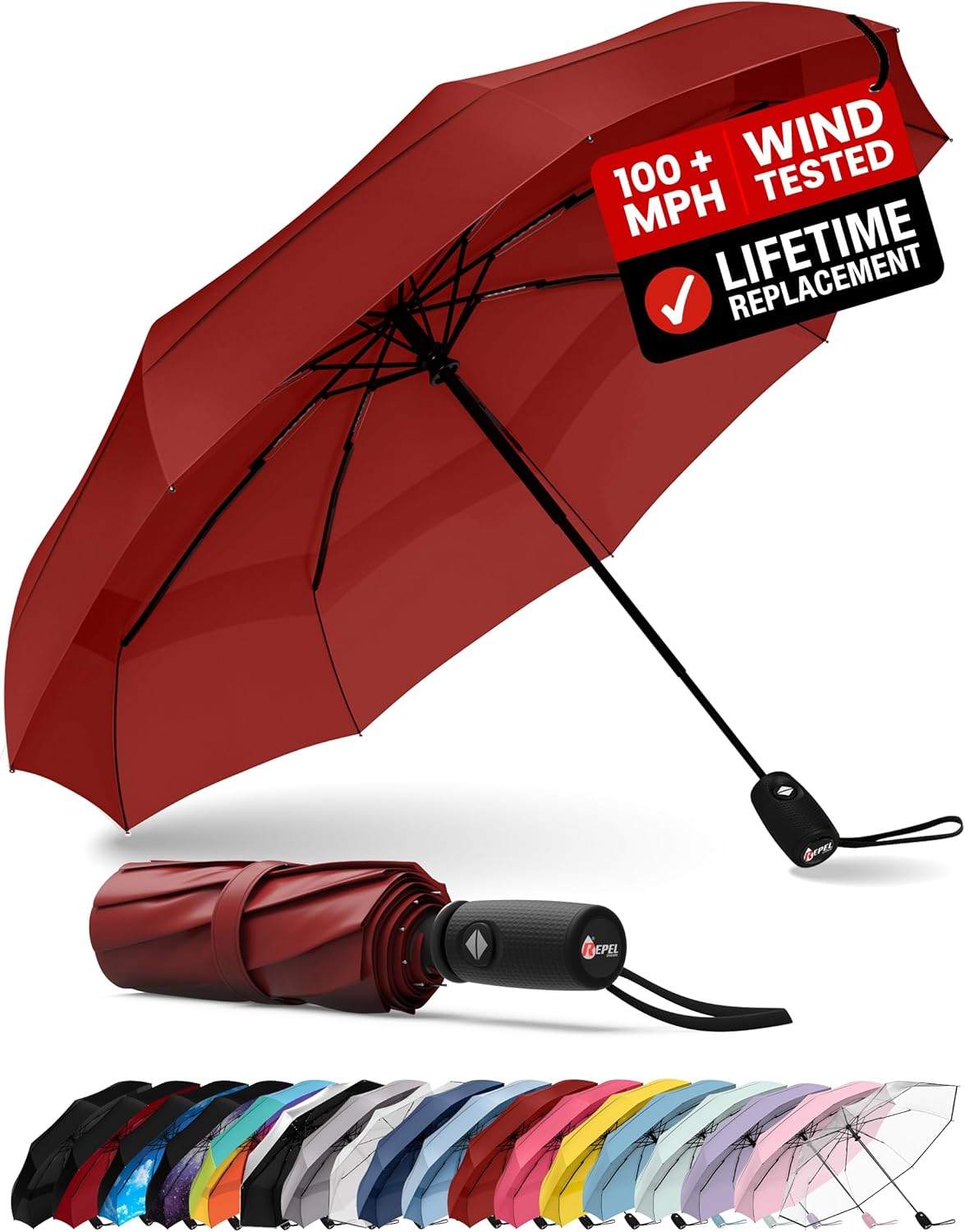 Detalle 1 de Repel Windproof Travel Umbrella — Compact, Auto Open ☂