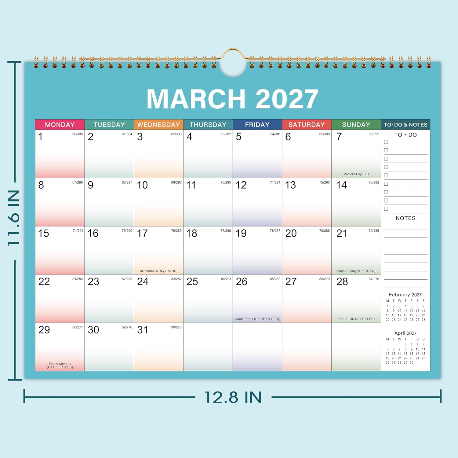 Thumbnail 3 de Calendar 2026 Wall Calendar with Twin-Wire Binding 📅